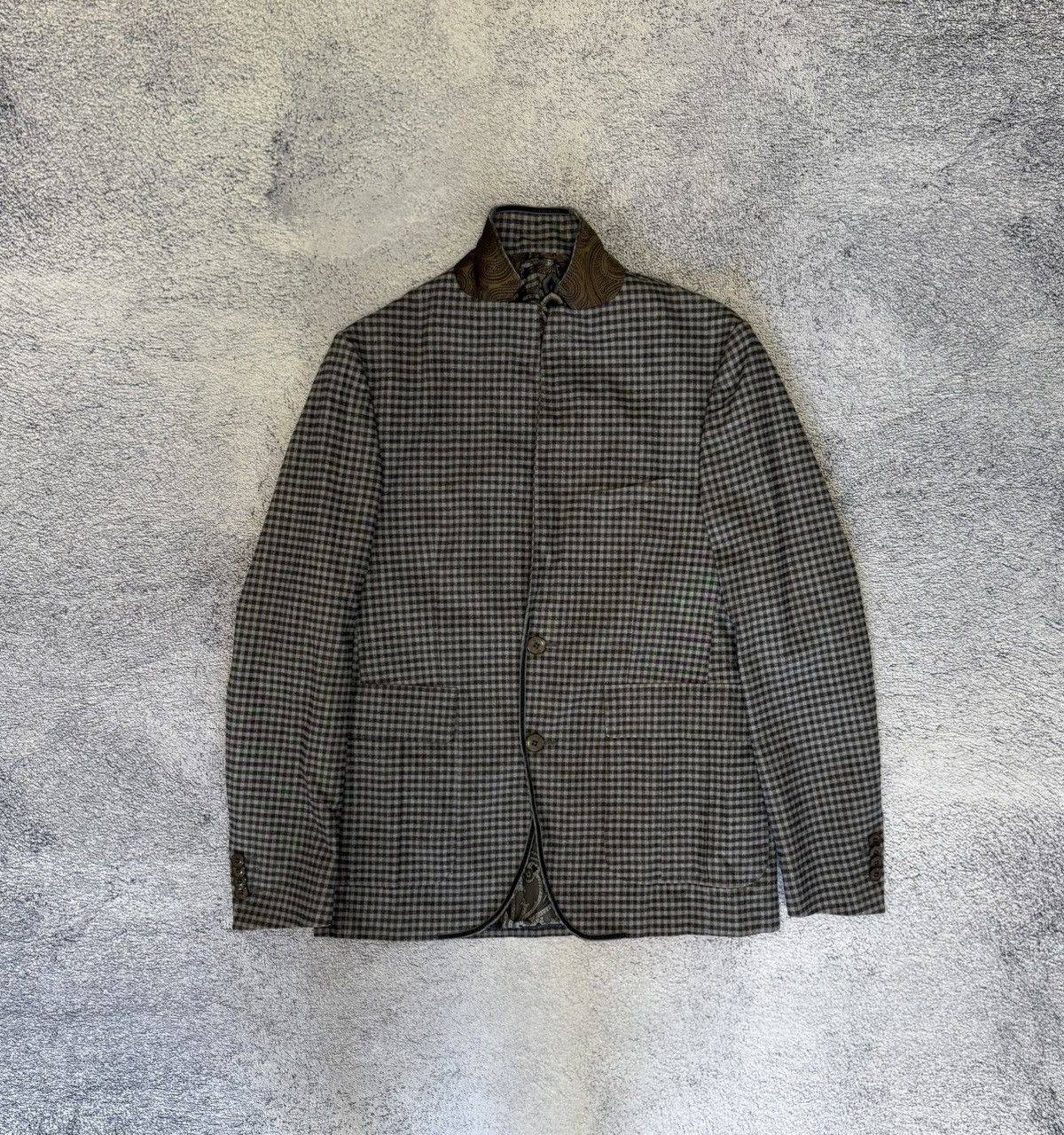 Etro ETRO Blazer 50IT40US Check Jacket Cotton Silk Paisley Lining Size 40R - 2 Thumbnail