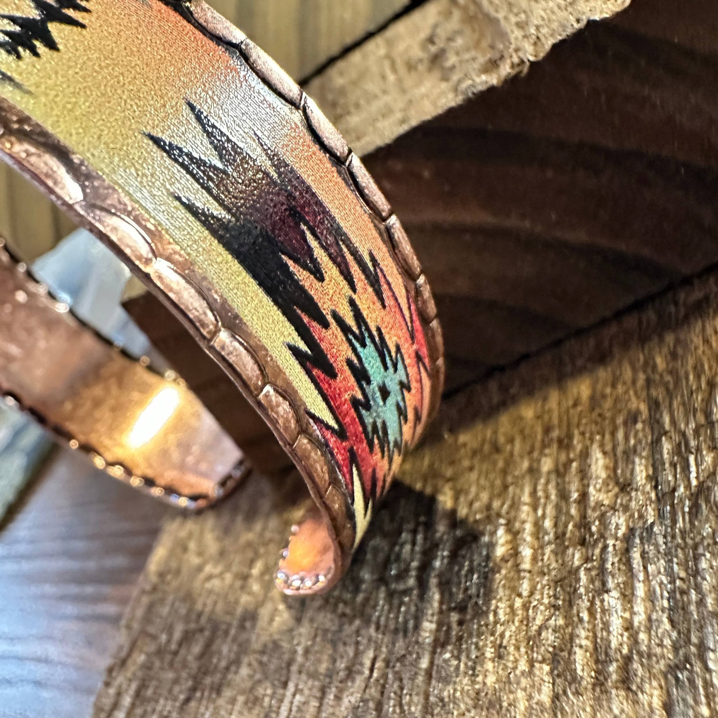 Other Handmade Boho Native American Aztek Copper Narrow Cuff Brace Size ONE SIZE - 7 Thumbnail