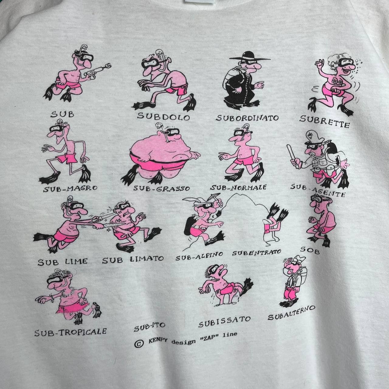 Vintage KENPY design ZAP line Funny Humor Ironic Print Tshirt Size US XL / EU 56 / 4 - 7 Thumbnail