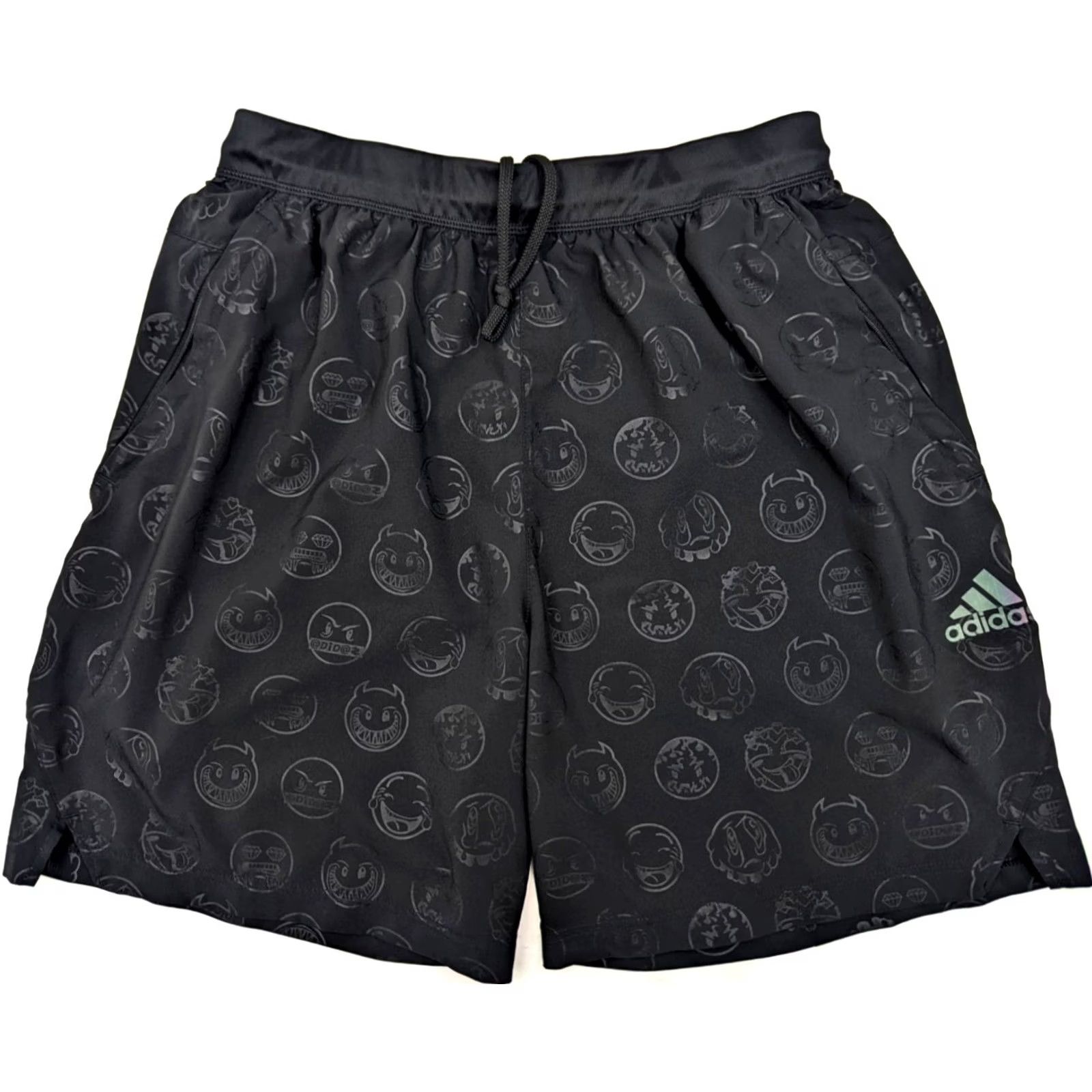 Adidas Adidas Emoji Face All Over Athletic Shorts Men L Emoji Black 30x8 Running Athletic Shorts Mens Size US 33 - 2 Thumbnail