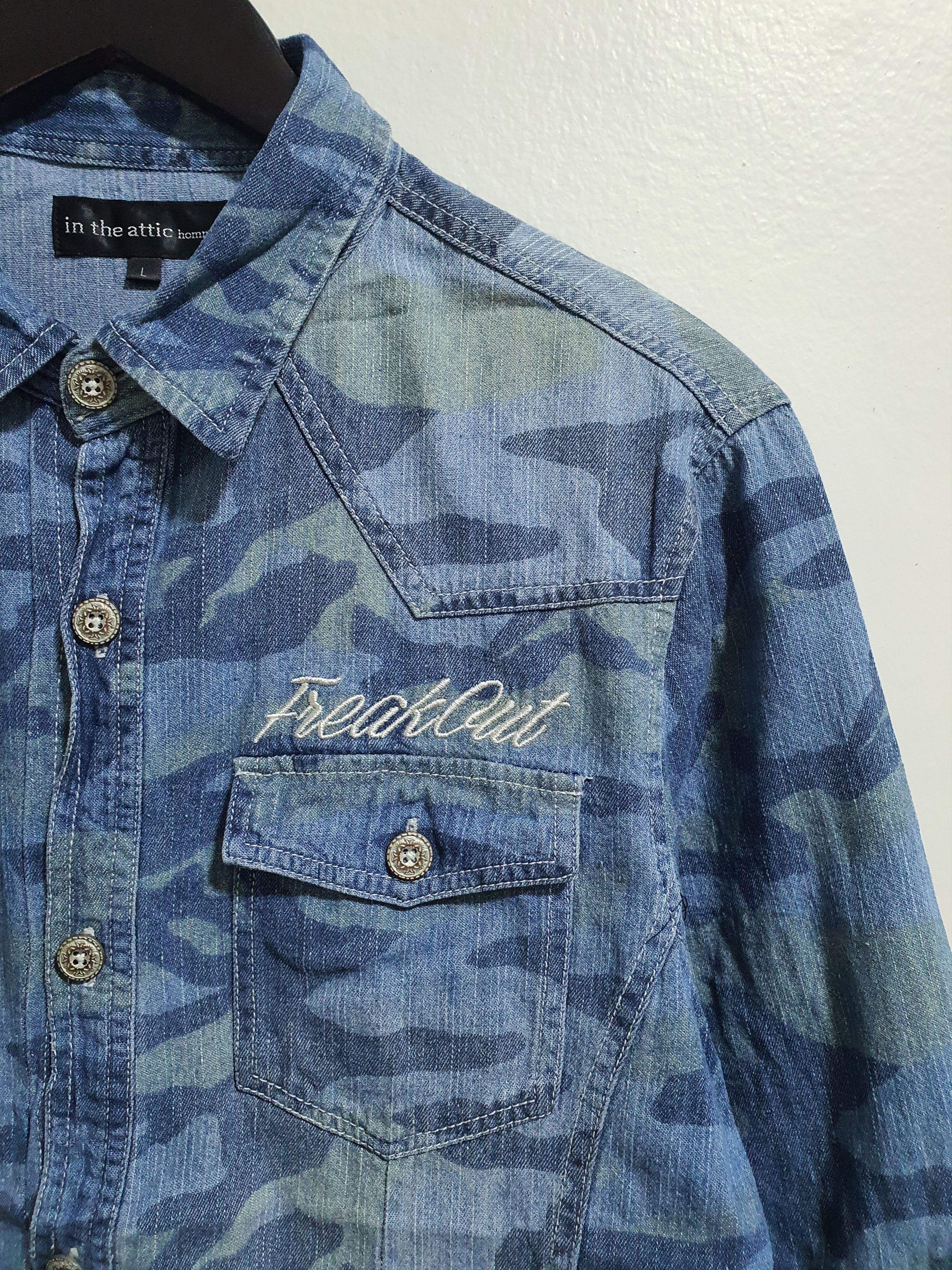 In The Attic × Japanese Brand IN THE ATTIC 20/27 CAMOU 3 QUARTER SLEEVE SHIRT Size L / US 10 / IT 46 - 3 Thumbnail