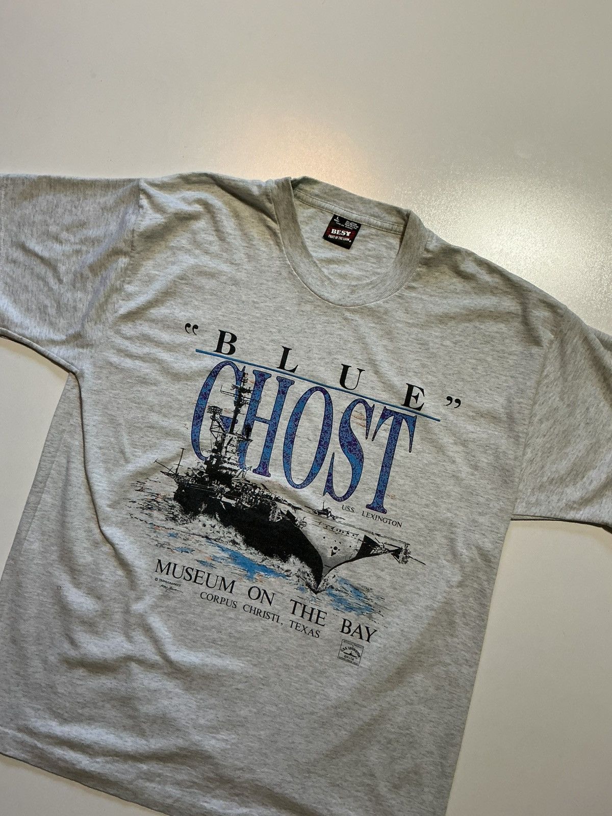 Vintage Vintage Blue Ghost USS Lexington Museum On The Bay T-Shirt Size US L / EU 52-54 / 3 - 3 Thumbnail