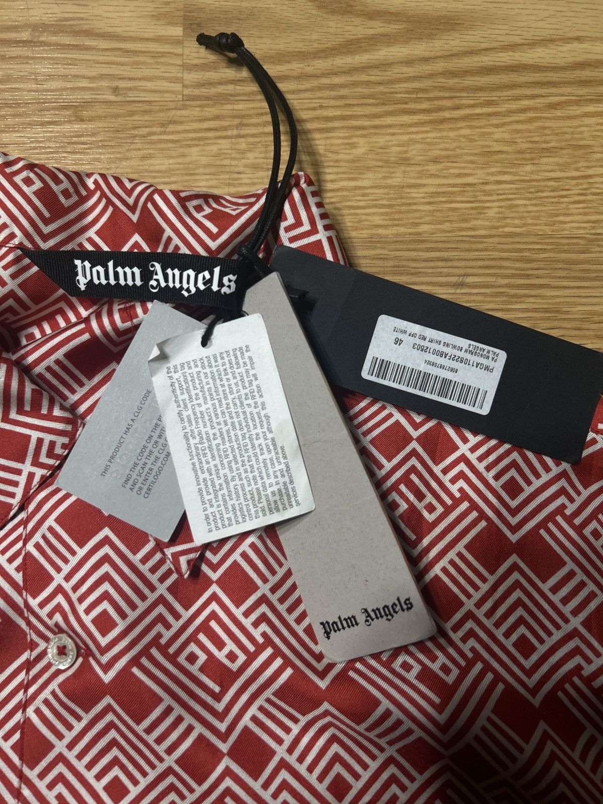 Palm Angels PA Monogram Bowling Shirt Red Off White Size US S / EU 44-46 / 1 - 5 Thumbnail