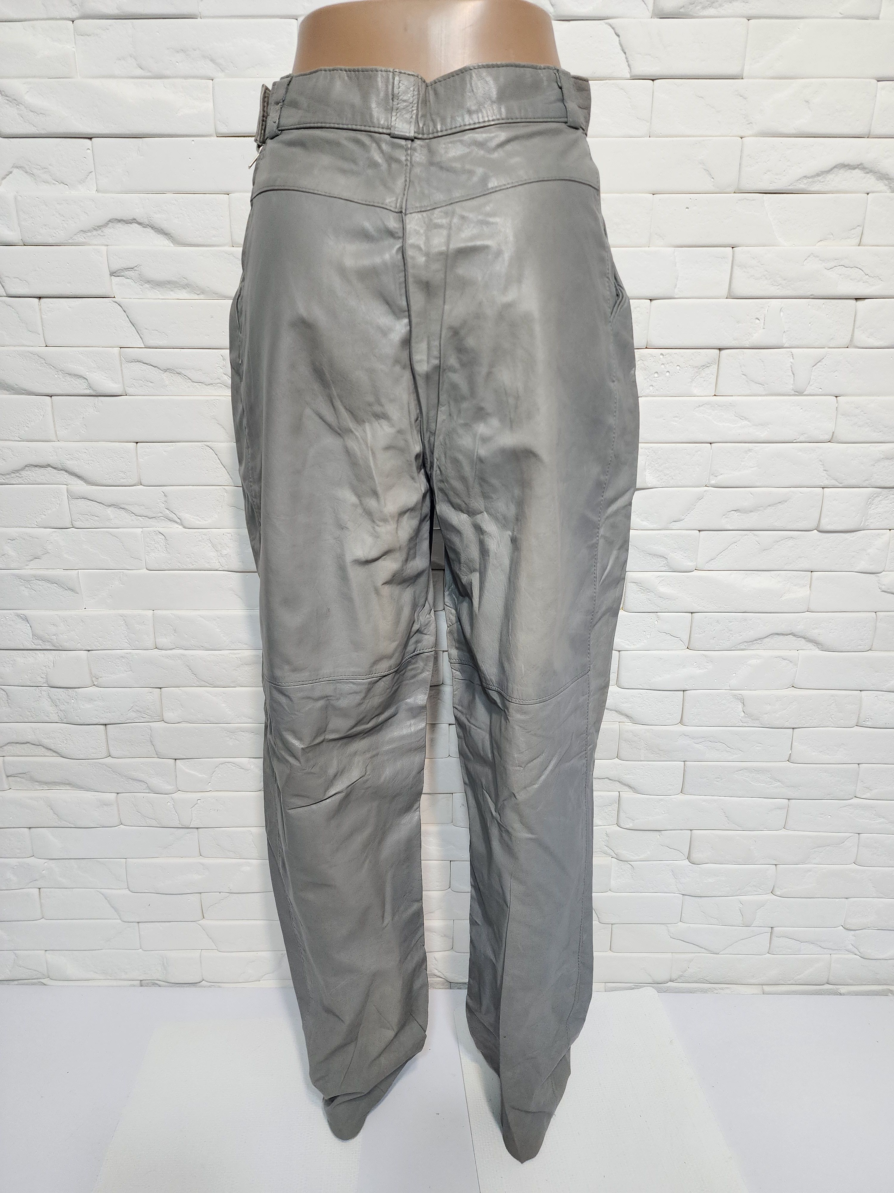 Genuine Leather Gray Women's Leather Pants. Size 27" / US 4 / IT 40 - 4 Thumbnail