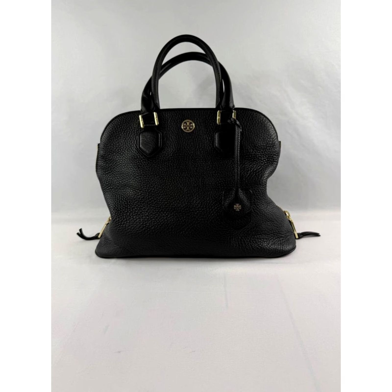 Tory Burch Tory Burch Tote Black Pebbled Leather Satchel Bag Gold Hardware Zip Women Size ONE SIZE - 2 Thumbnail