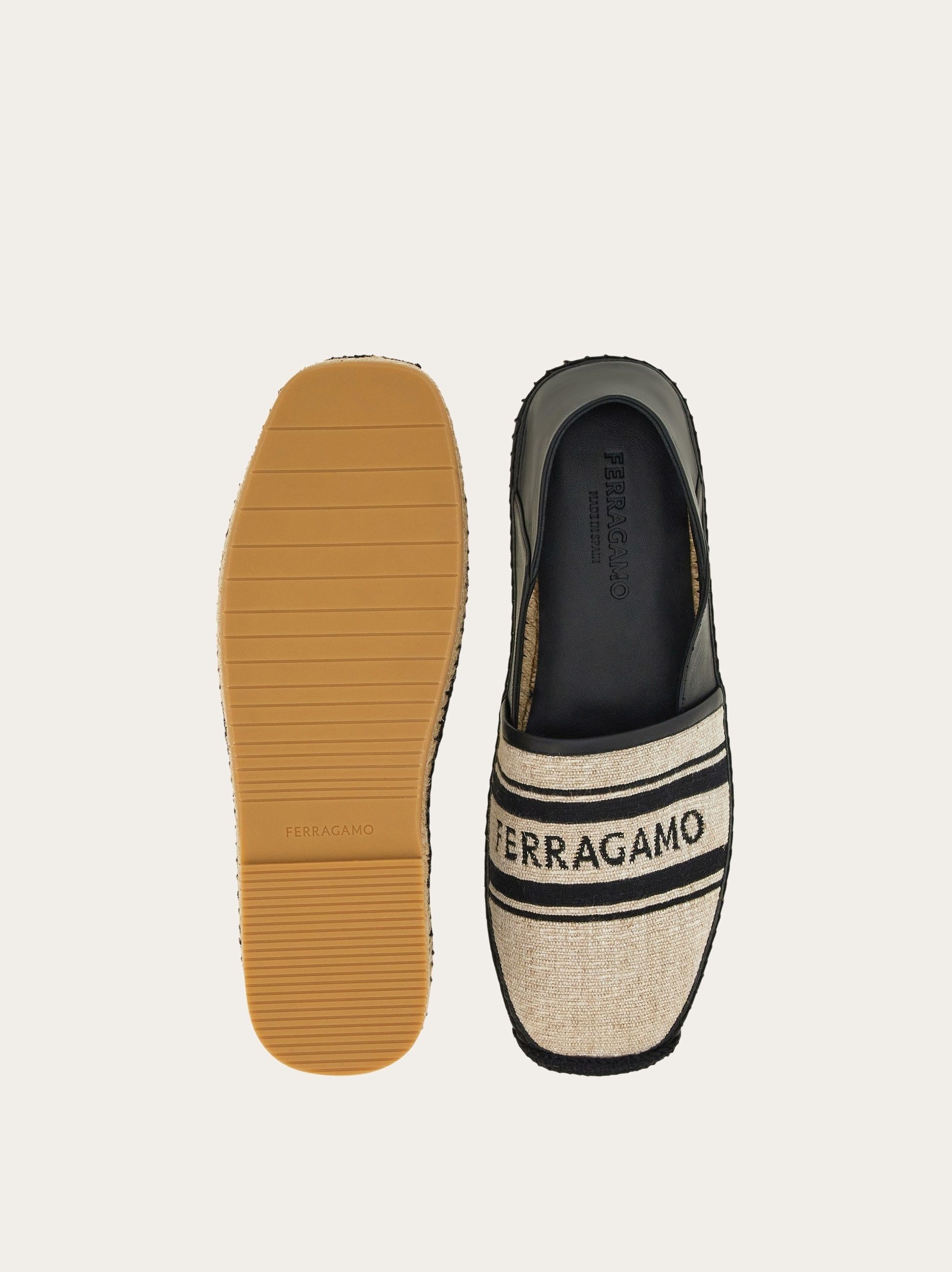 Salvatore Ferragamo o1s1rm0725 Jacquard Espadrilles in Black/Beige Size US 7 / EU 40 - 5 Thumbnail