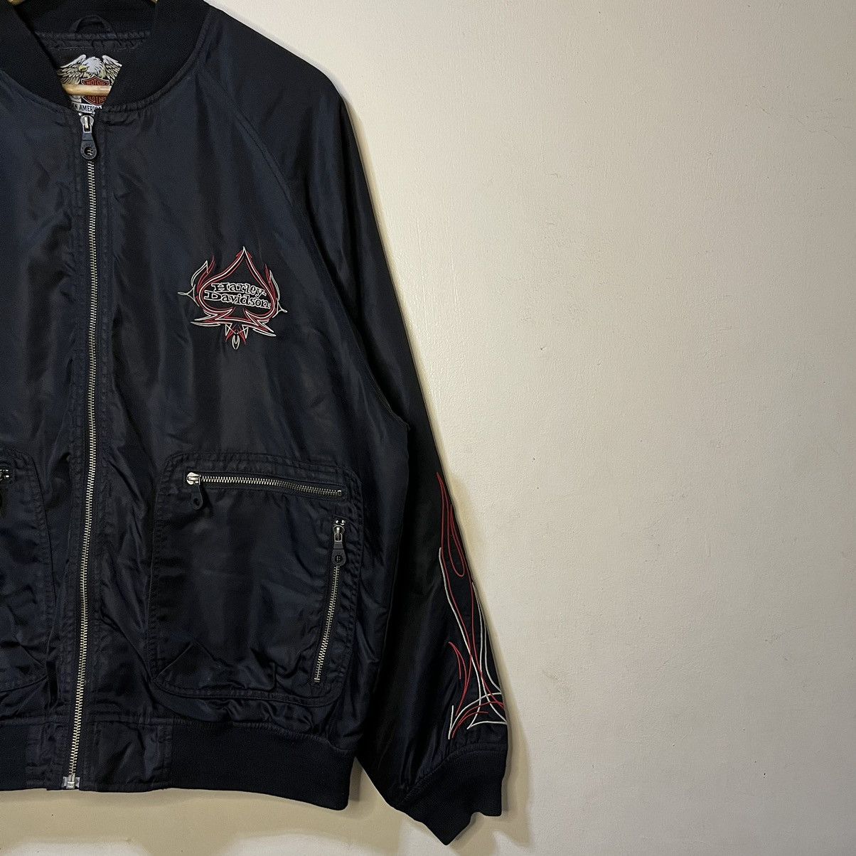 Harley Davidson 1990's Harley Davidson Custom Speed Flame Varsity Jacket Size US L / EU 52-54 / 3 - 4 Thumbnail