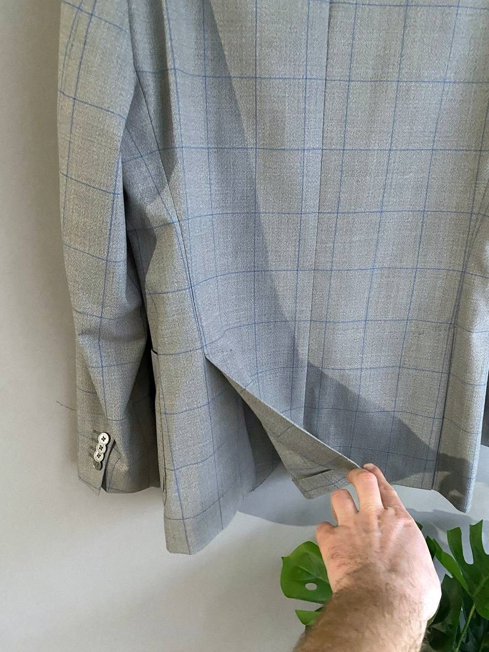 Boggi Boggi Milano 120's Wool Gray/Blue Сhecked Men's Blazer, 46R Size 46R - 14 Thumbnail