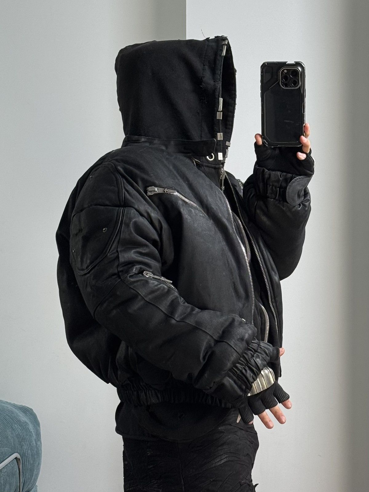 SHINE LUXURY RARE Shine Luxury “METHADONE” Layered Moto Bomber Jacket Size US S / EU 44-46 / 1 - 18 Thumbnail