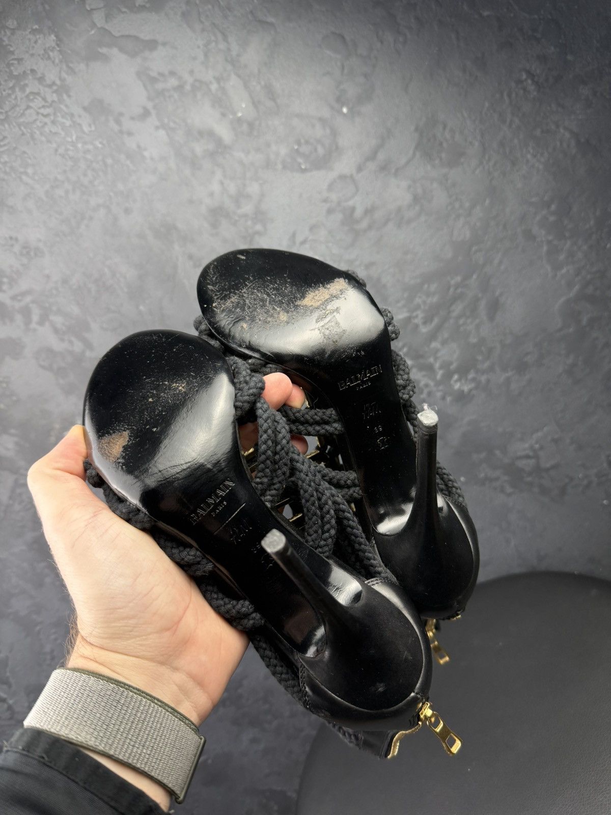 Balmain Balmain H&M Black Gladiator Rope High Heel Women Shoes Size US 9 / IT 39 - 8 Thumbnail