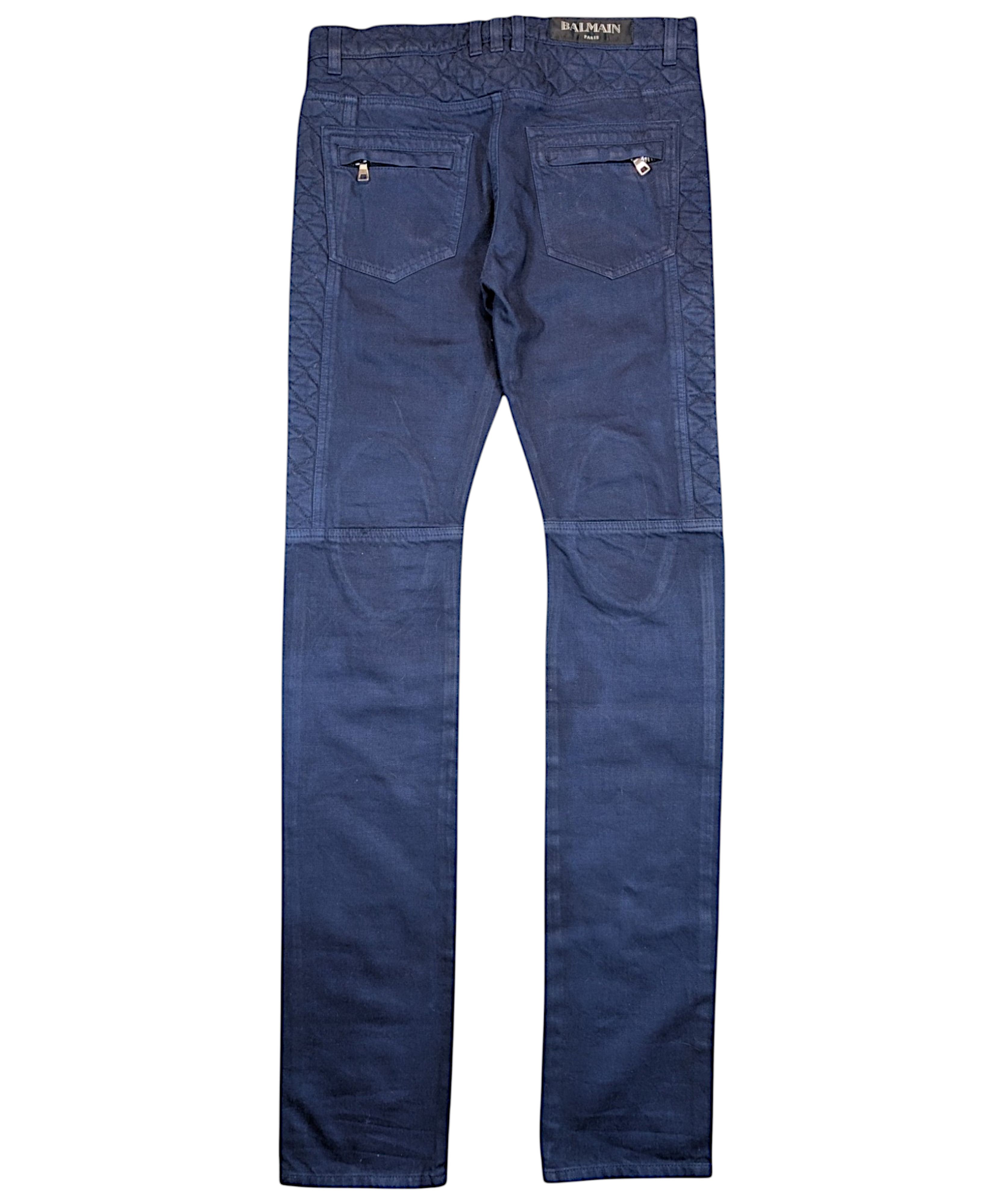 Balmain Balmain 2014 Sample Quilted Moleskin Blue Navy NWT Jeans Size US 30 / EU 46 - 2 Thumbnail