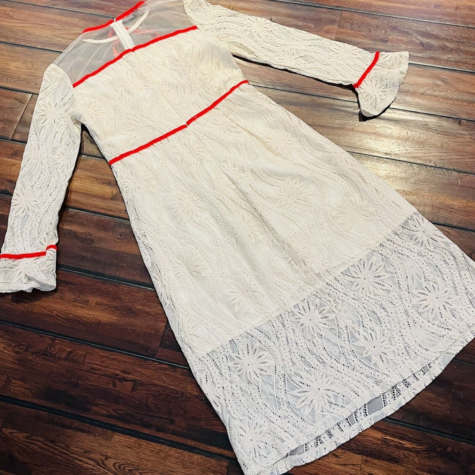 Other Dza Midi Dress Women's Medium Long Sleeve Slip Covered In La Size M / US 6-8 / IT 42-44 - 8 Thumbnail