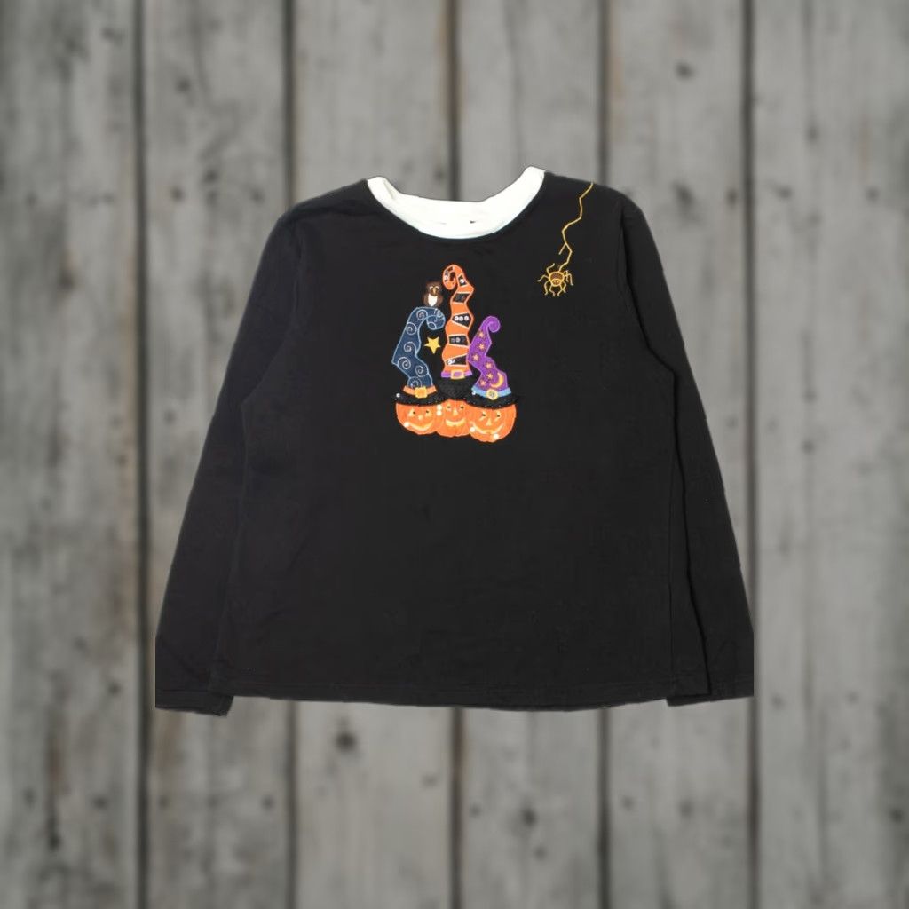 Vintage VINTAGE Creepy Crawly Spider Jack-O-Lantern Halloween Sweatshirt XL Black Size US XL / EU 56 / 4 - 1 Thumbnail