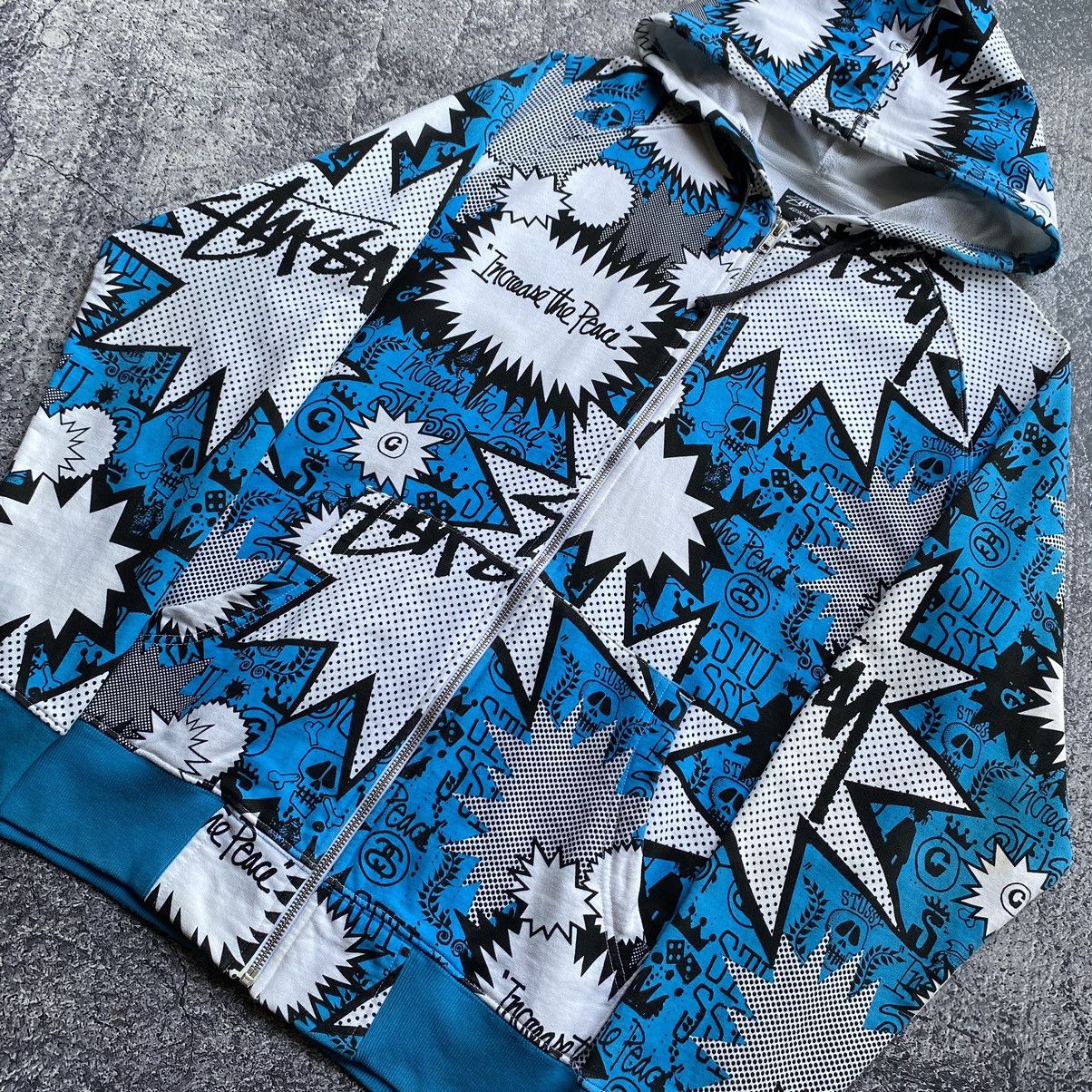 Stussy Vintage STUSSY “Increase The Peace” Zip Up Hoodies Size US L / EU 52-54 / 3 - 4 Thumbnail