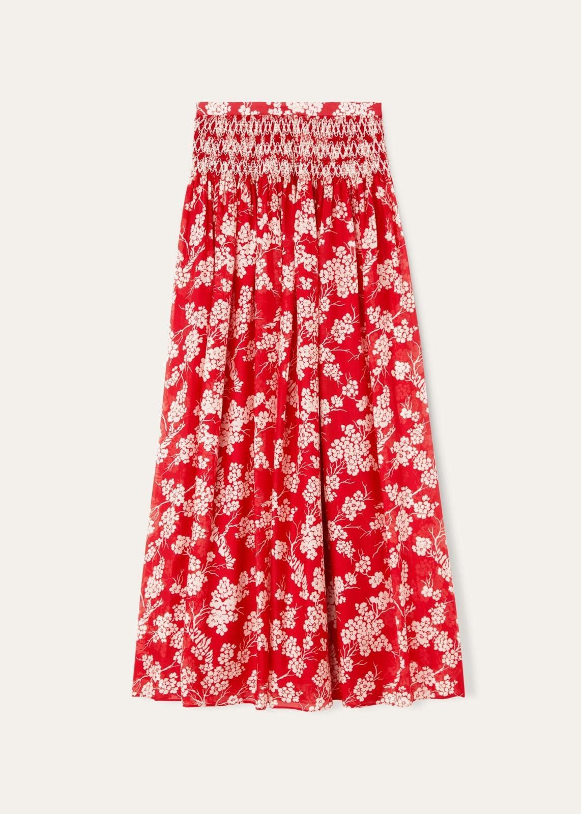 Loro Piana o1srvl11e0825 FAN6844 Loana Long Flared Skirt in Red/White Size 26" / US 2 / IT 38 - 2 Thumbnail