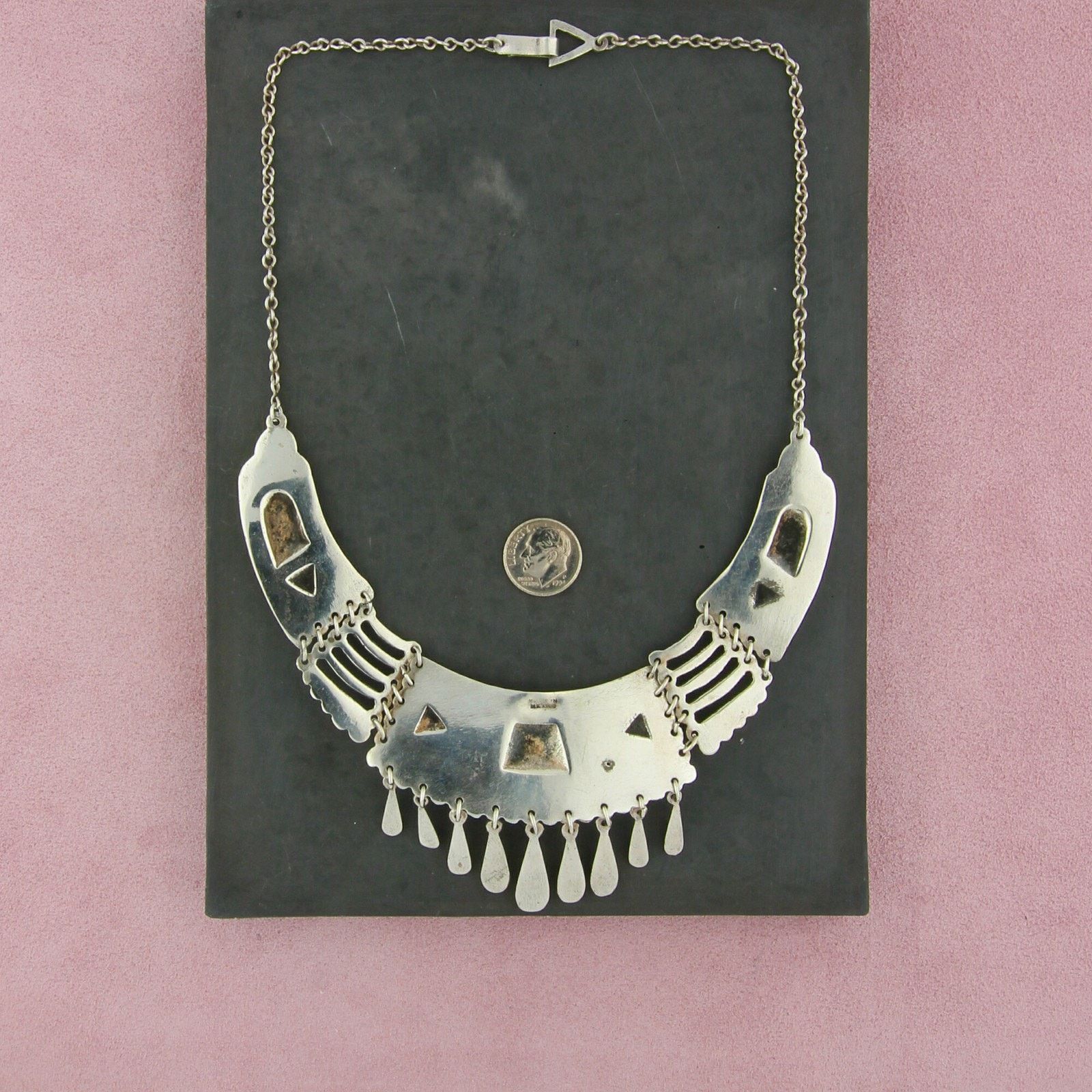 Mexicana mexico sterling silver vintage fringe bib necklace size 18in Size ONE SIZE - 2 Thumbnail