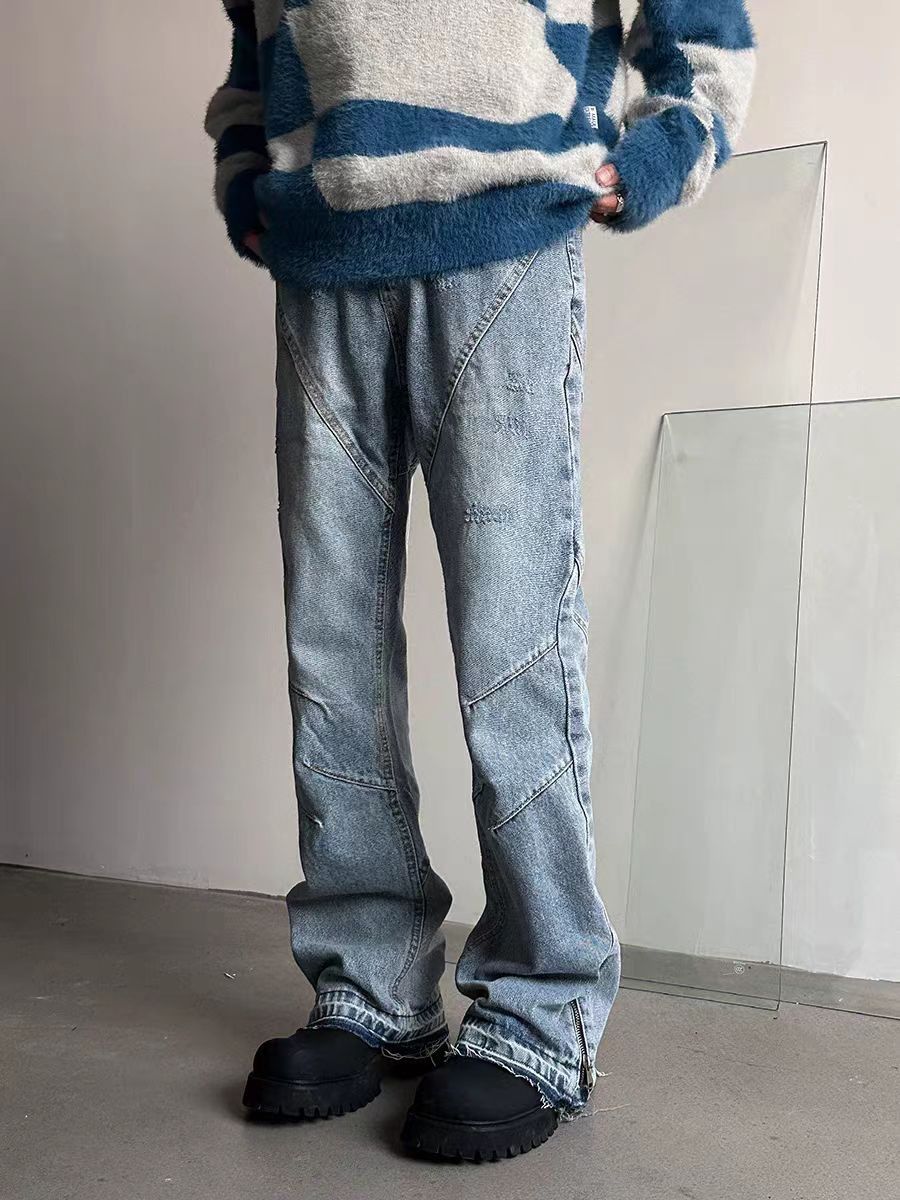 Designer × Jean × Vintage Street Hip Hop Side Zip Micro Flare Y2K Jeans Size US 30 / EU 46 - 1 Thumbnail
