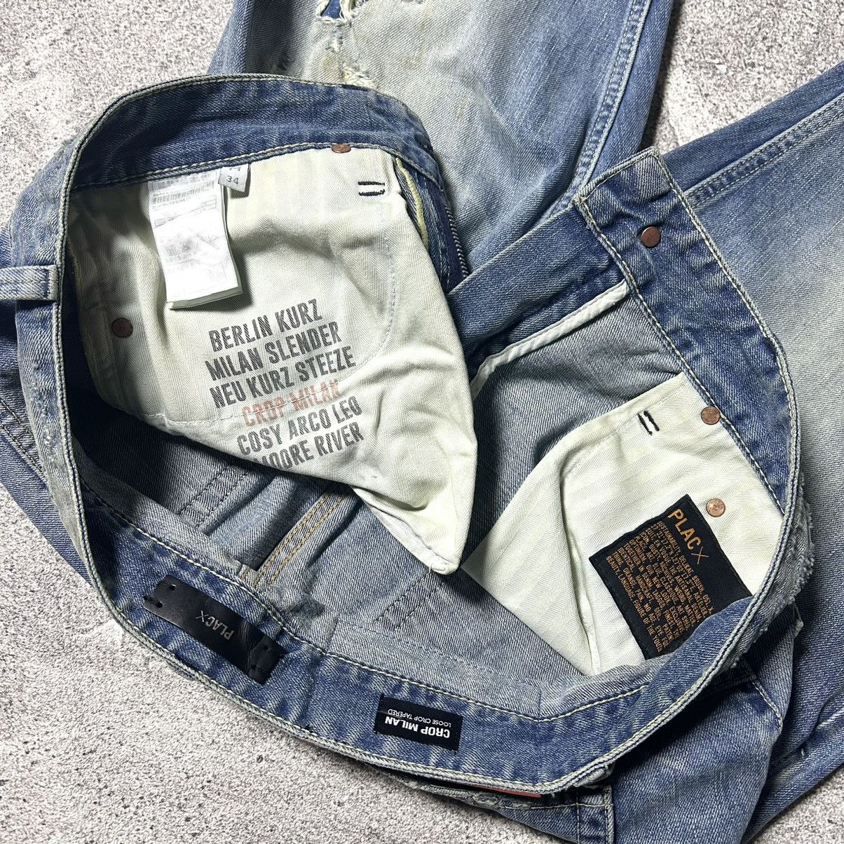 Japanese Brand Crazy Disstresed Denim PLACX CROP MILAN LOSE CROP TAPERED Size US 34 / EU 50 - 12 Thumbnail