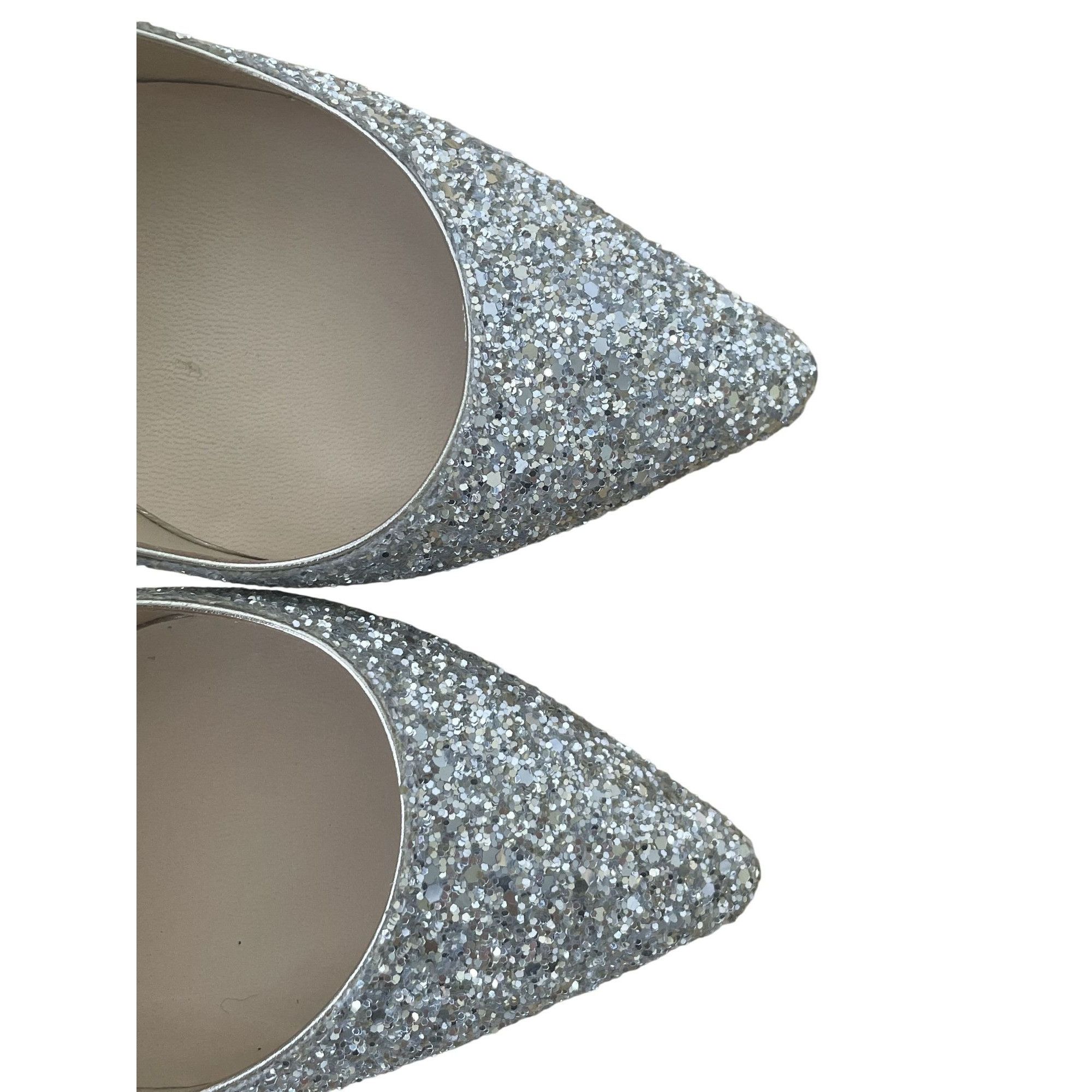 Jimmy Choo Jimmy Choo Romy 85 Silver Glitter Pointed Toe Pumps Womens H Size US 7 / IT 37 - 5 Thumbnail