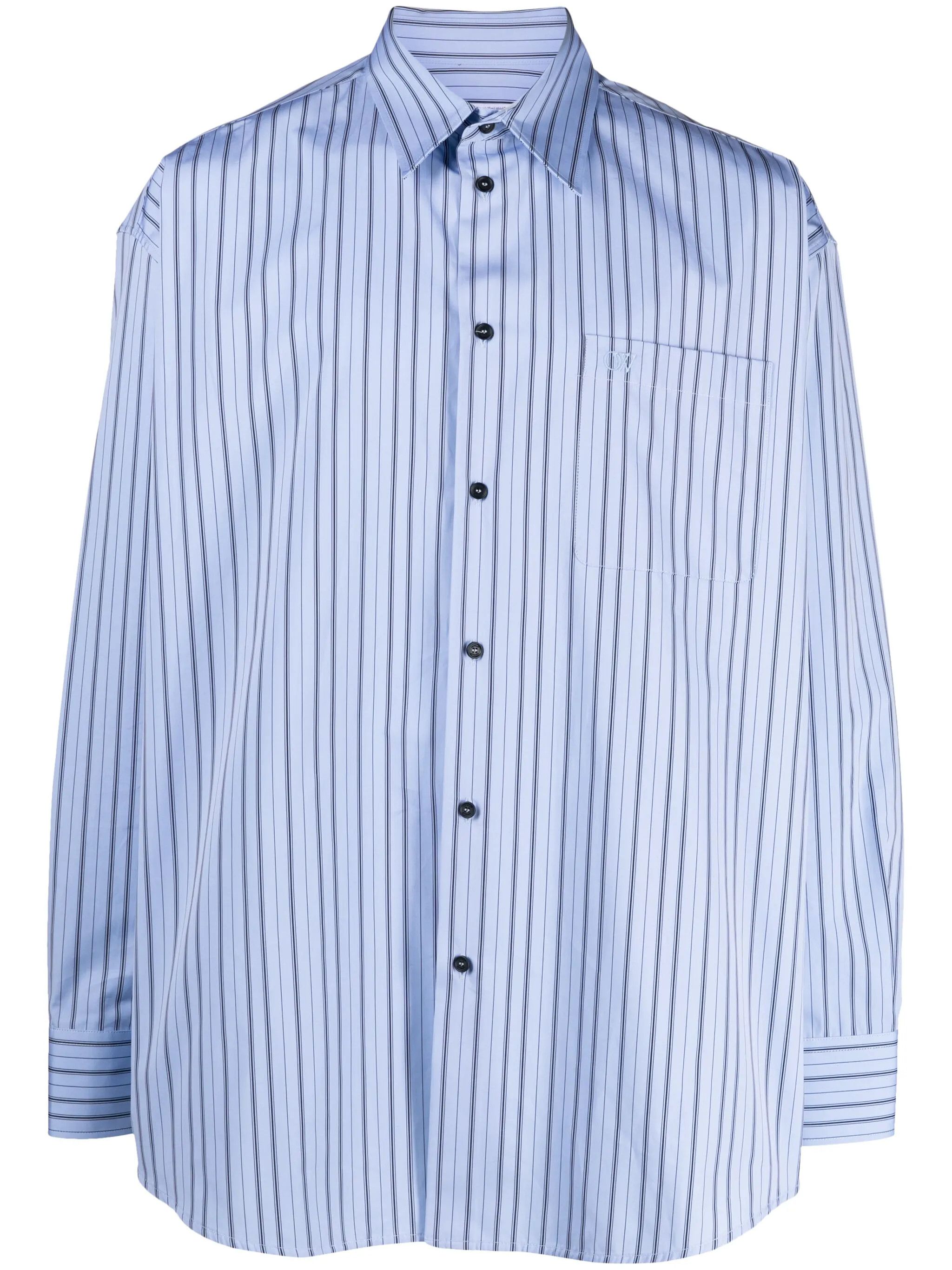 Off-White o1y0325 Logo Striped Shirt in Sky Blue Size US S / EU 44-46 / 1 - 1 Thumbnail