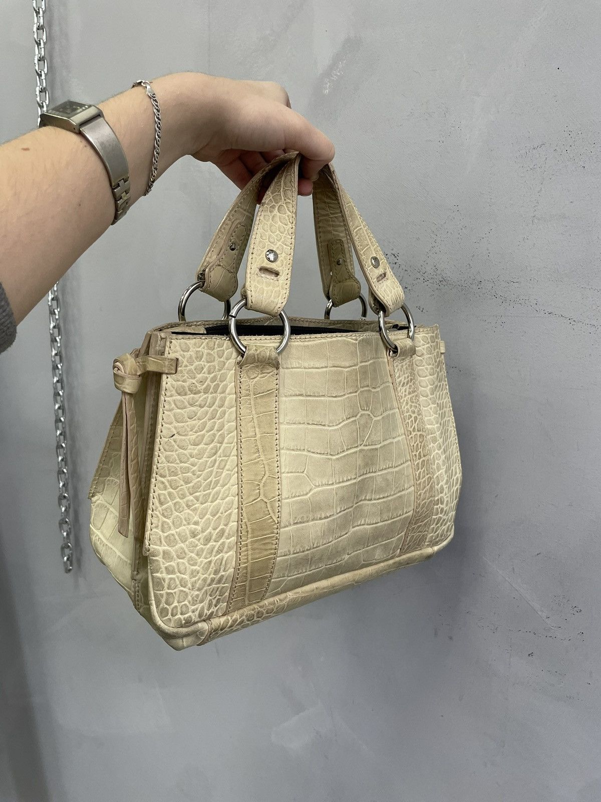 Emporio Armani Emporio Armani beige croco leather handbag Y2K classy style Size ONE SIZE - 2 Thumbnail