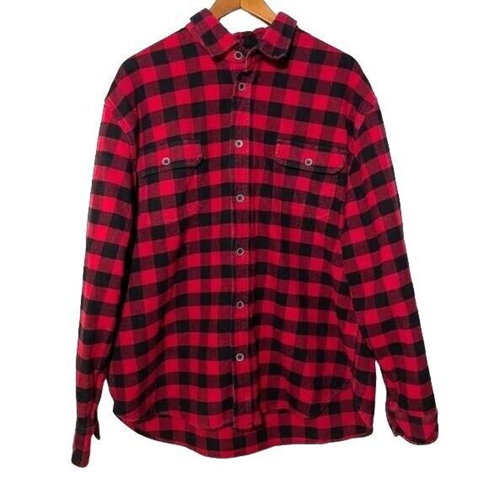 Other Jachs Brawny Buffalo Plaid Red Black Mens Flannel Shirt 2X Size US XXL / EU 58 / 5 - 1 Thumbnail