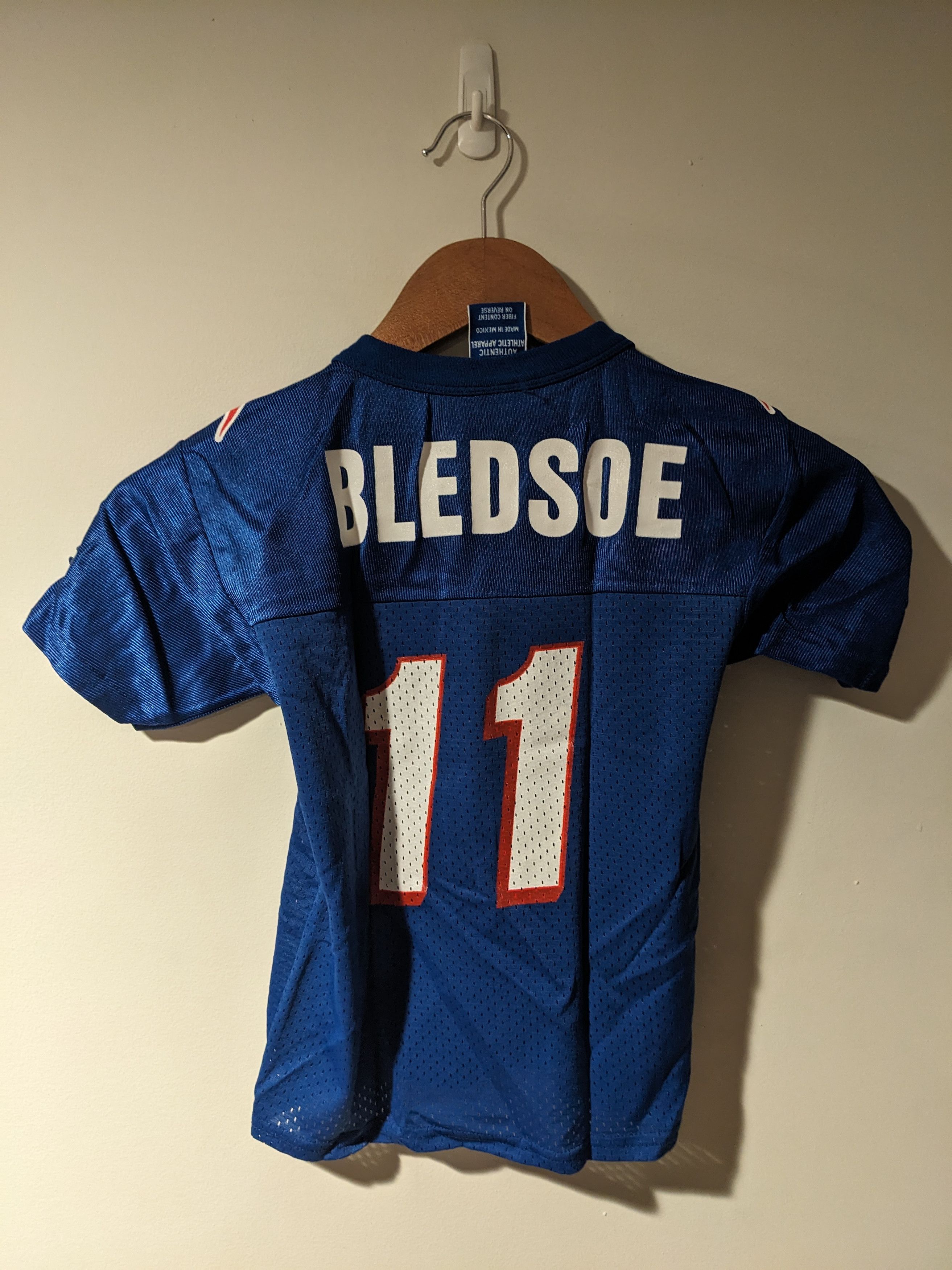Champion × NFL × Vintage Vintage 90s New England Patriots Bledsoe Youth Large Jersey Size US L / EU 52-54 / 3 - 1 Thumbnail