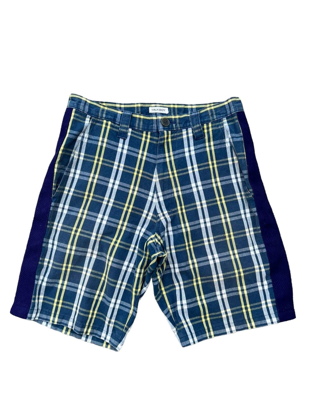 Japanese Brand Vintage Milk Boy Japan Side Tape Checkered Short Pant Size US 31 - 1 Thumbnail