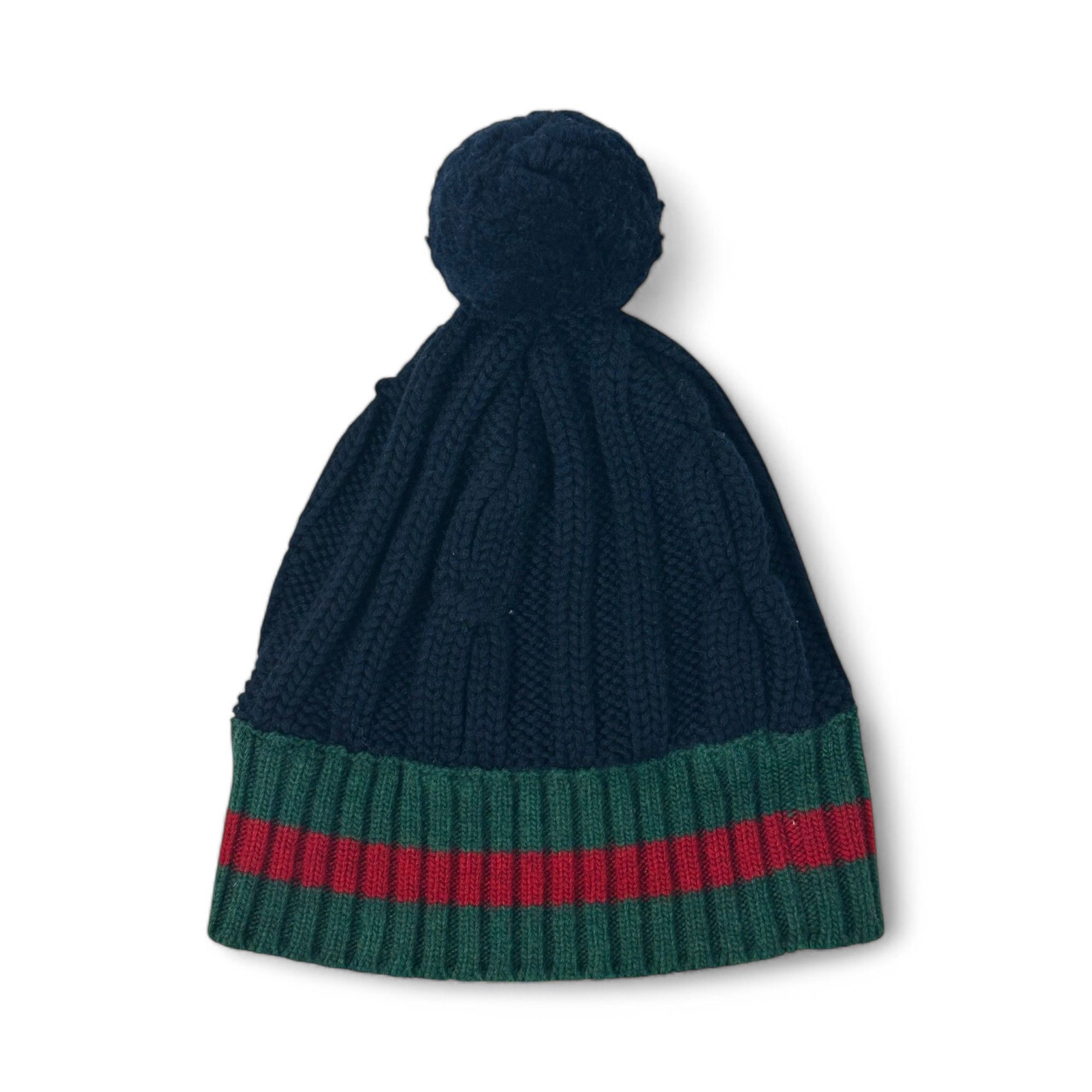 Gucci Gucci Beanie Winter Hat Knit Web Logo Pompom Dark Navy Size ONE SIZE - 1 Thumbnail