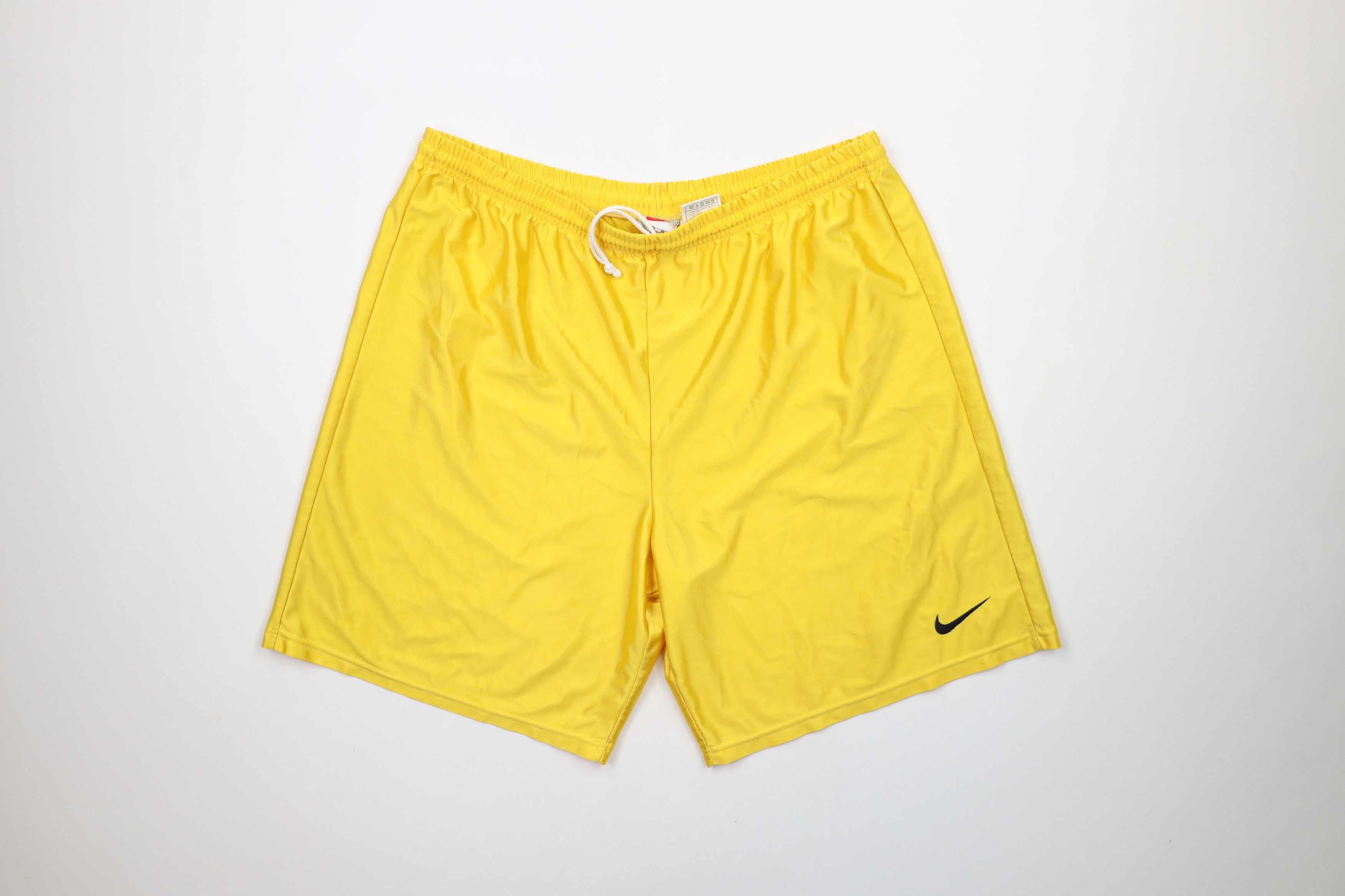Nike × Vintage Vintage 90s Nike Mini Swoosh Above Knee Shorts Yellow USA Size US 36 / EU 52 - 1 Thumbnail