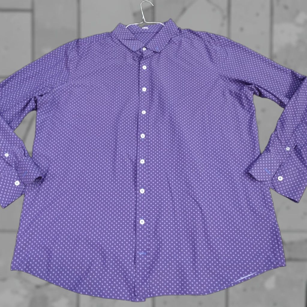 Vintage J. Hilburn Mens Shirt 2XL Blue Polka Dot Performance Nylon Elastane Regular Long Sleeve Button-Up Collared Mens Size US XXL / EU 58 / 5 - 1 Thumbnail
