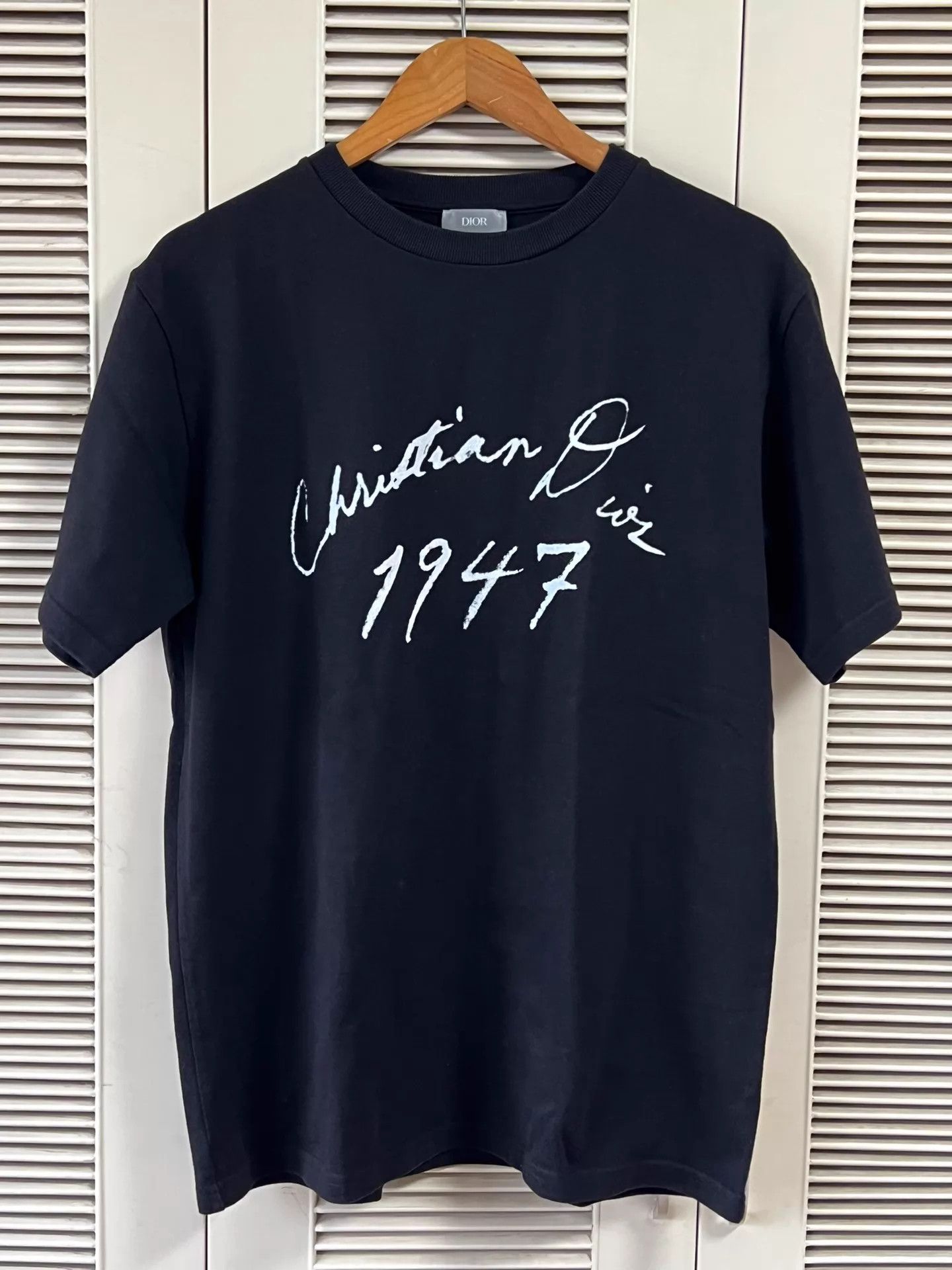 Dior Dior 1947 Script Flock Logo Black Tee M Size US M / EU 48-50 / 2 - 1 Thumbnail