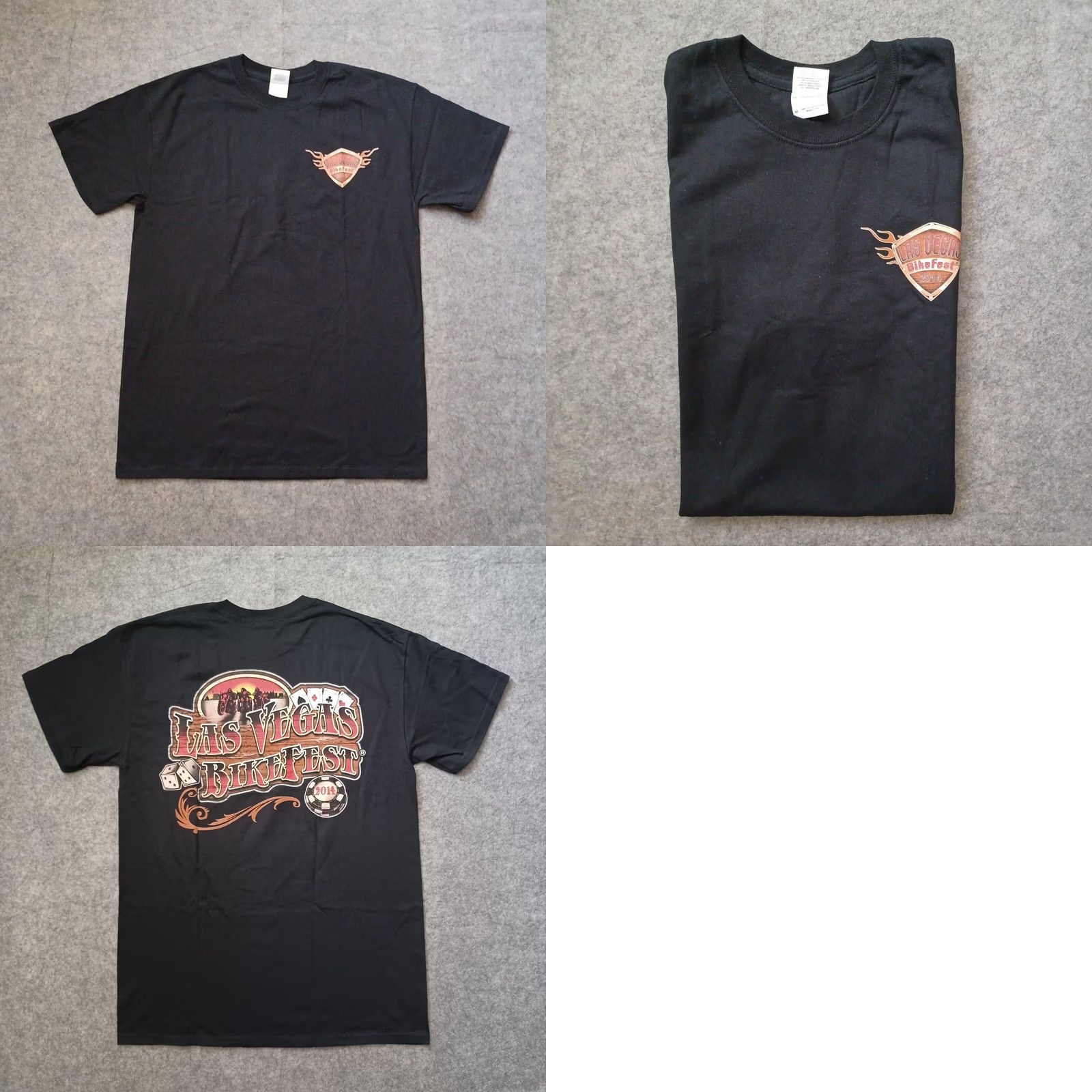 Gildan Gildan Men T-Shirt Black Las Vegas Bike Fest 2014 Motorcycle Front Back Graphic CC Crew Neck M Size US M / EU 48-50 / 2 - 9 Thumbnail