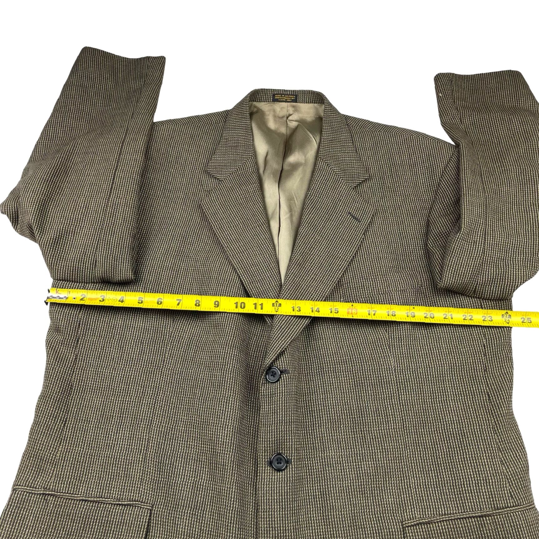Oscar De La Renta VINTAGE Oscar de la Renta Men’s 100% Wool 3-Button Blazer Jacket Brown Beige Navy 48R Mens Blazer Size 48R - 7 Thumbnail