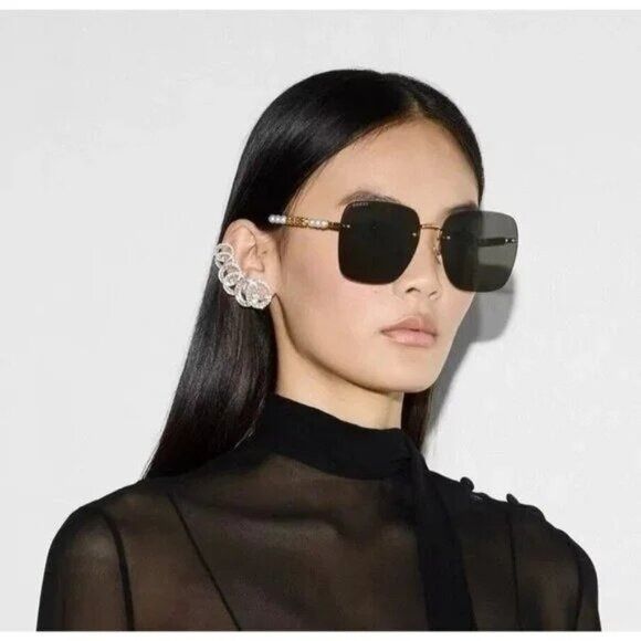 Gucci NEW GUCCI GG1923SA 001 SUNGLASSES GOLD GREY WOMEN EYEWEAR Size ONE SIZE - 3 Thumbnail