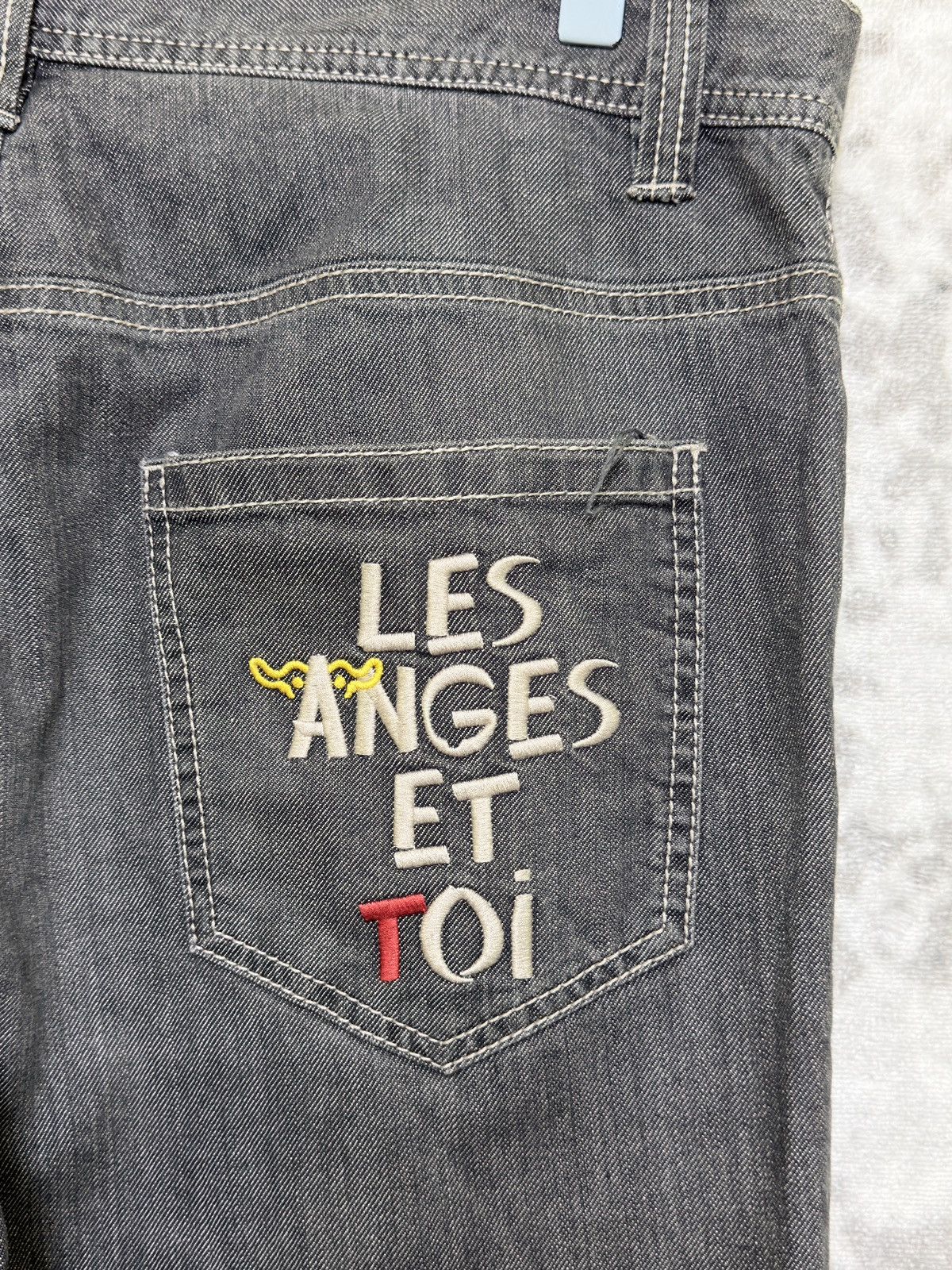 Jean Charles De Castelbajac Castelbajac Embroidered Back Pocket Denim Y2K Straight Fit Size US 33 - 15 Thumbnail
