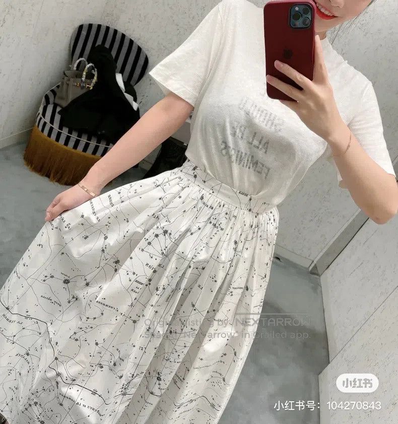 Dior Dior Constellation pattern white long skirt half skirt Size 42" / US 20 - 9 Thumbnail