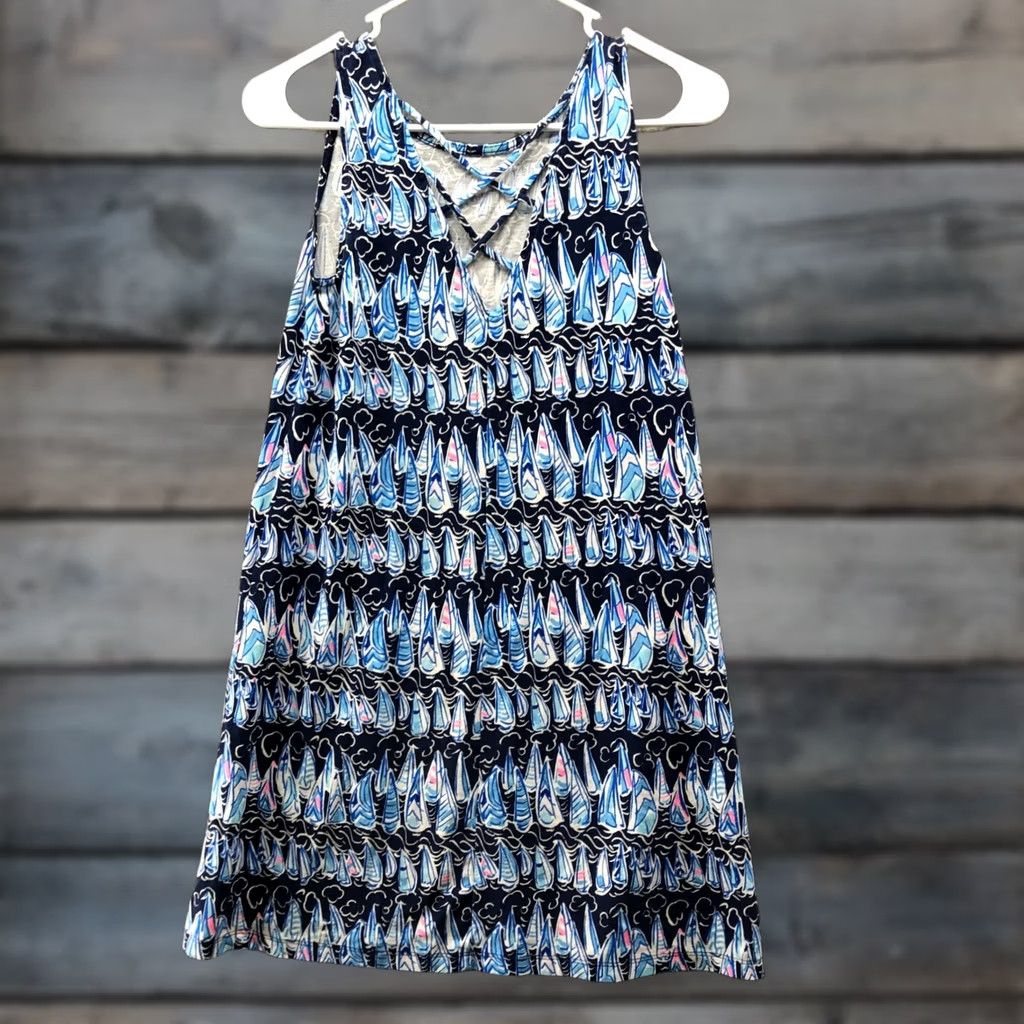 Lilly Pulitzer Lilly Pulitzer Shift Dress Womens XXS Blue Sailboat Nautical Pima Cotton Sleeveless Size XXS / US 00 / IT 34 - 1 Thumbnail