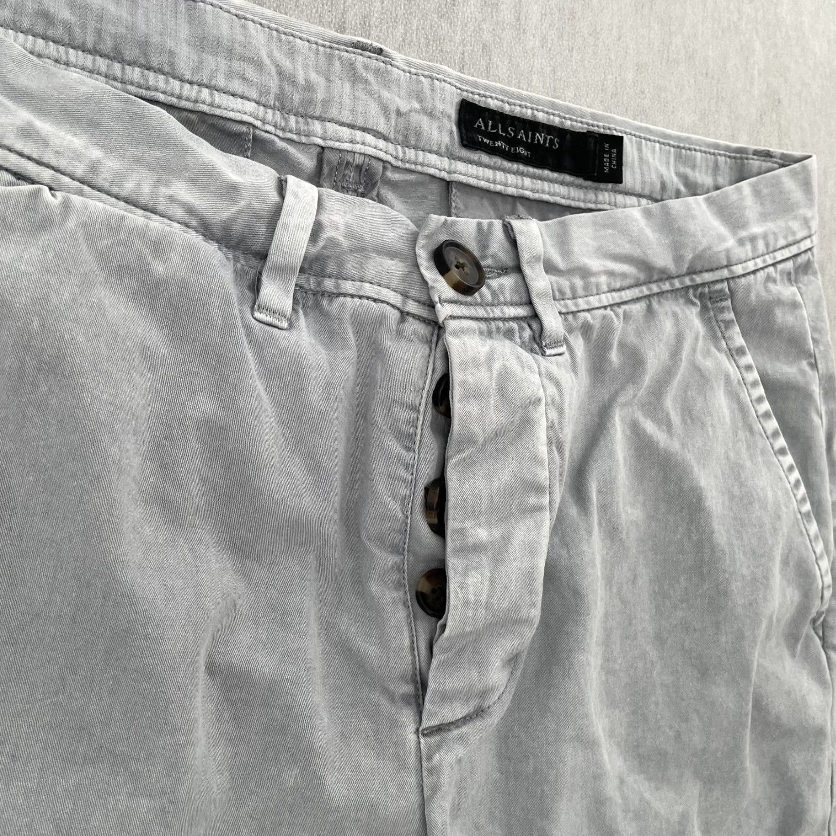 Allsaints VINTAGE All Saints Shorts Men 28 Gray Cotton Casual Summer Bowfell Twill Button Pockets Size US 28 / EU 44 - 3 Thumbnail