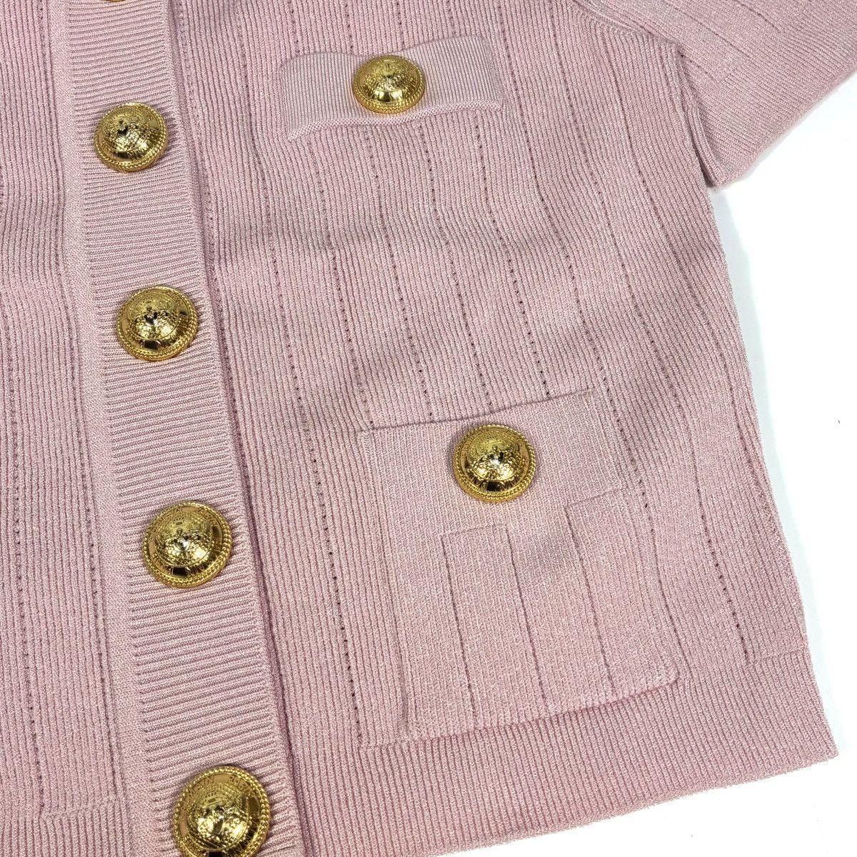 Balmain Balmain Knitted Four Pocket Short Sleeve Cardigan FR 40 Pink Size M / US 6-8 / IT 42-44 - 12 Thumbnail