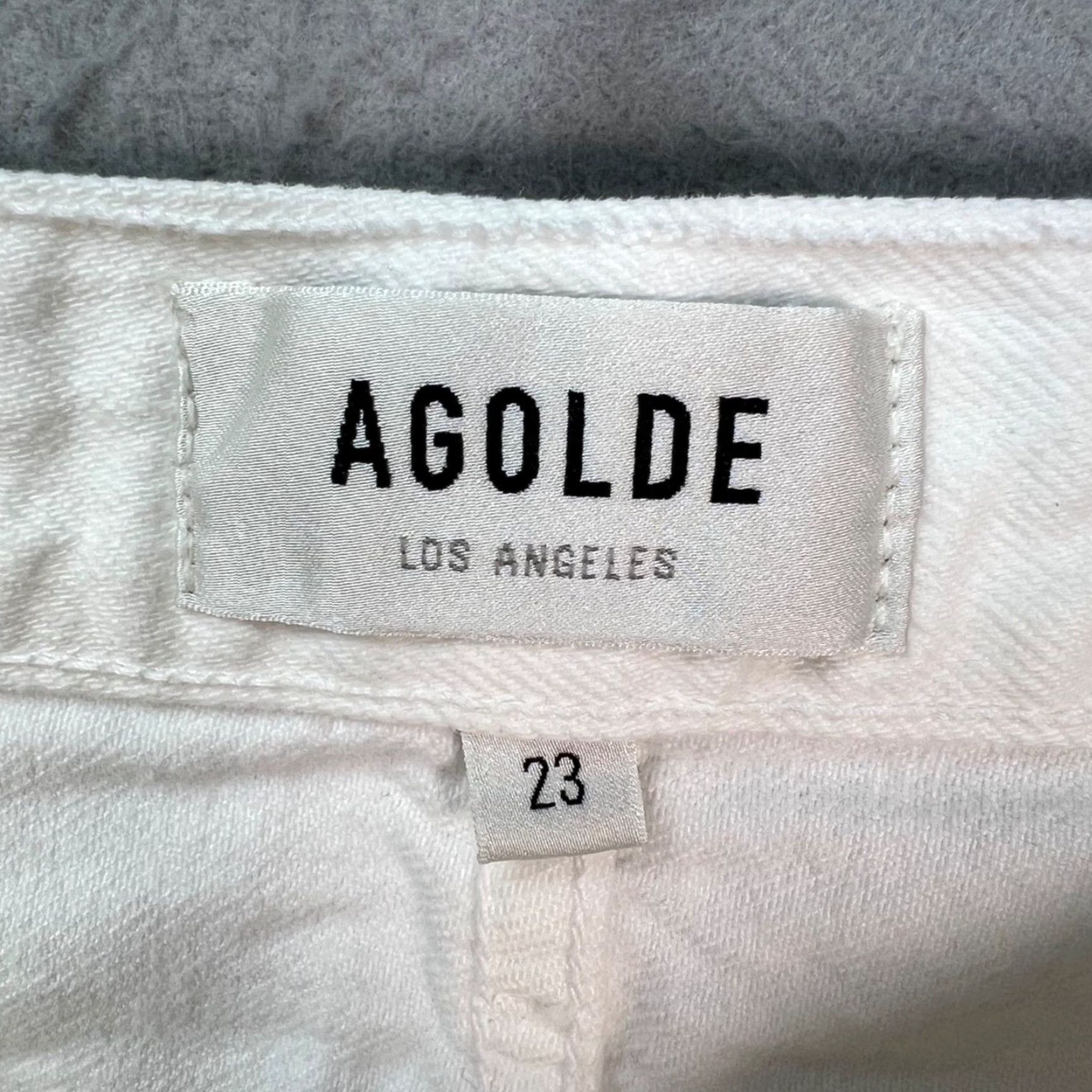 Agolde AGOLDE Lana Slice Jeans White 23 High Rise Straight Denim 5-Pocket Regular Womens 90s Vintage Style Size 40" / US 18 - 3 Thumbnail