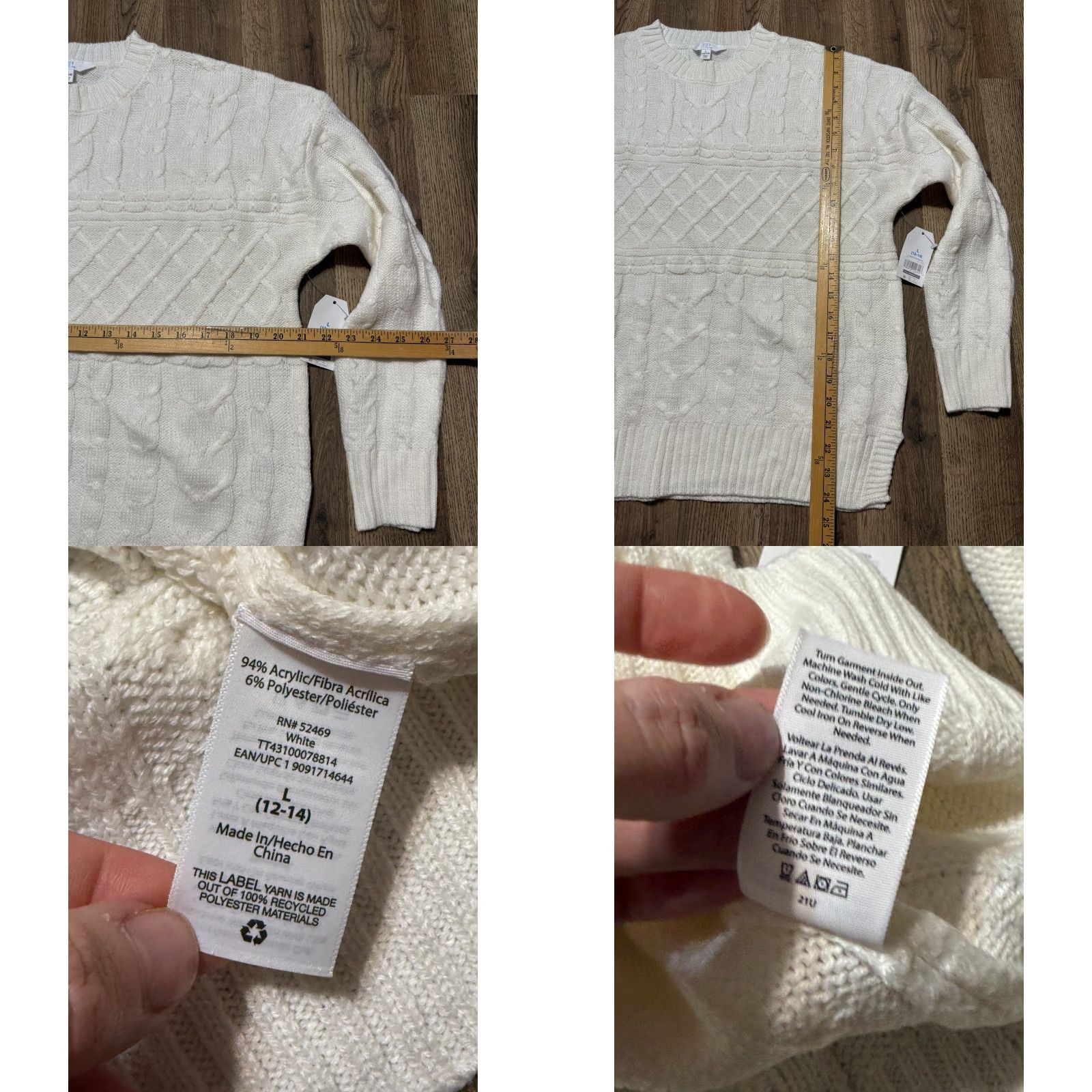 Vintage VINTAGE: No (omit) Time & Tru Sweater, Women's Size Large, White, Mock Neck, Pullover, Knit NWT Size L / US 10 / IT 46 - 8 Thumbnail