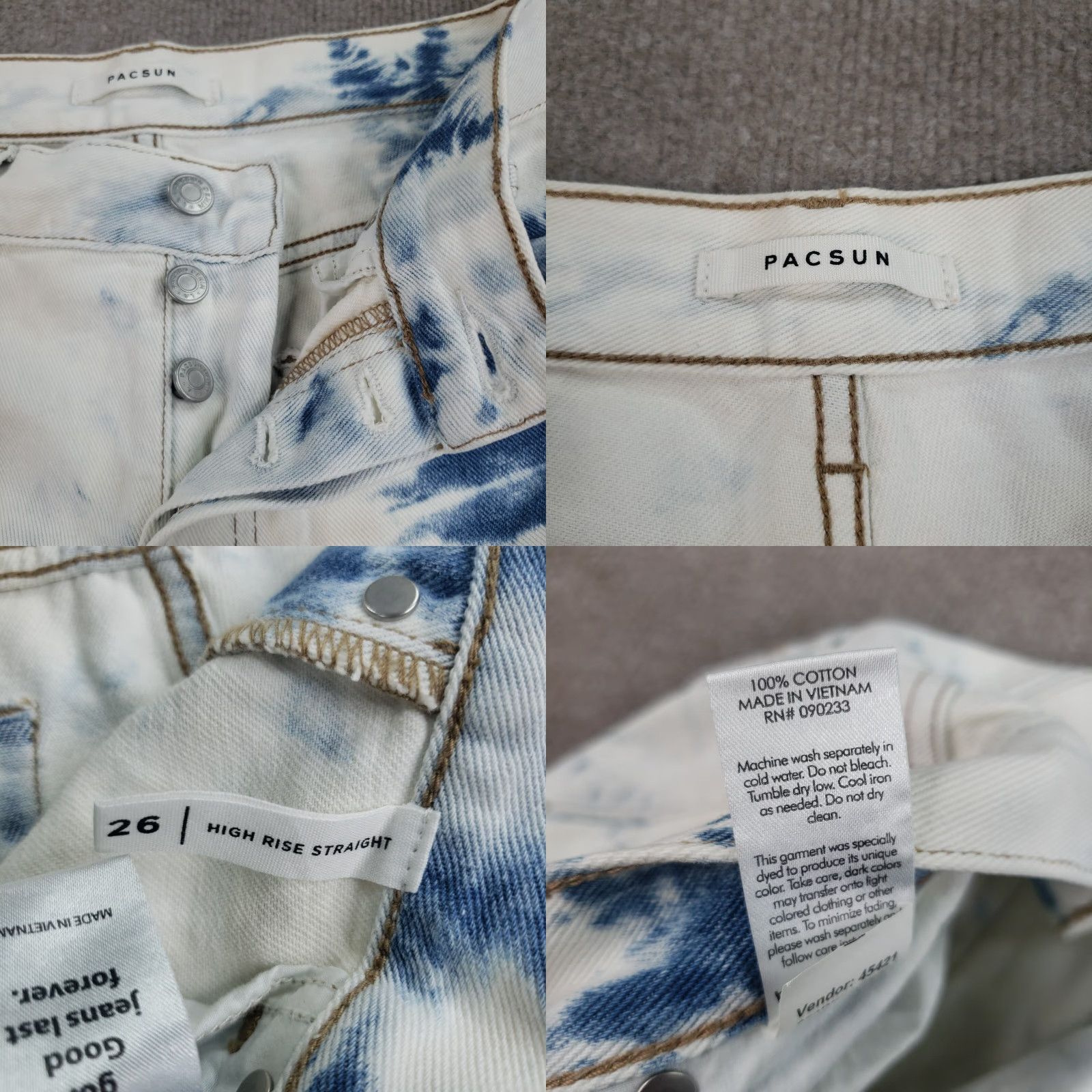 Pacsun Pacsun Womens High Rise Straight Leg Jeans 26 Extra Large White Blue Bleached Size 26" / US 2 / IT 38 - 8 Thumbnail