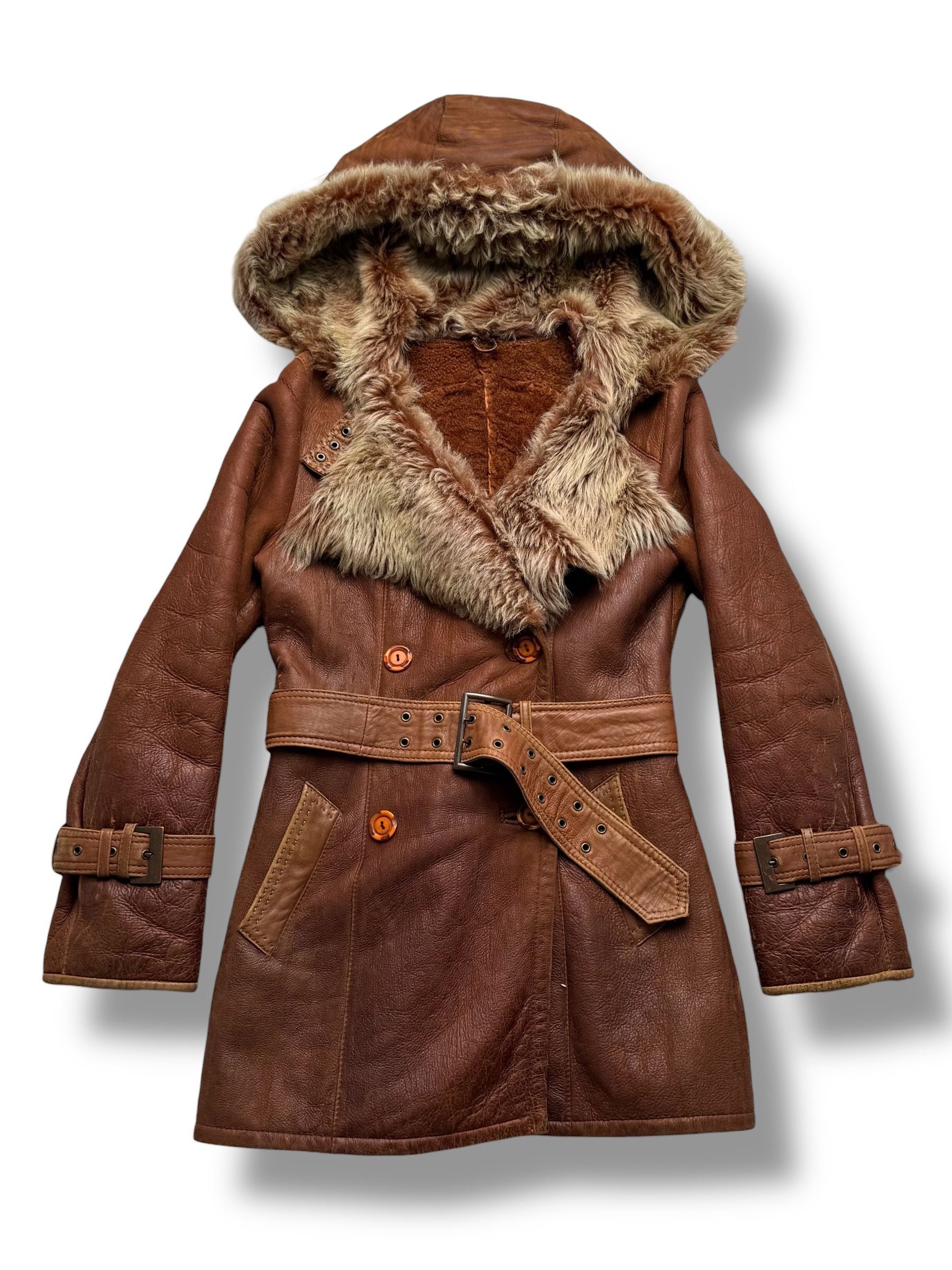 Japanese Brand 90's Real Sheepskin Coat With Belt(V250) Size M / US 6-8 / IT 42-44 - 1 Thumbnail