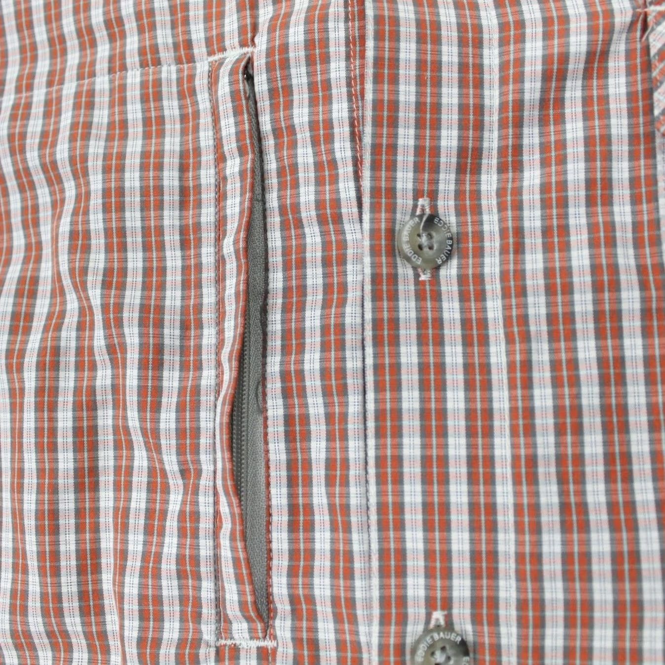 Eddie Bauer Eddie Bauer Button-Up Shirt Mens Large Orange/Gray Plaid S/S Cotton/Polyester Travex Casual Size US L / EU 52-54 / 3 - 6 Thumbnail