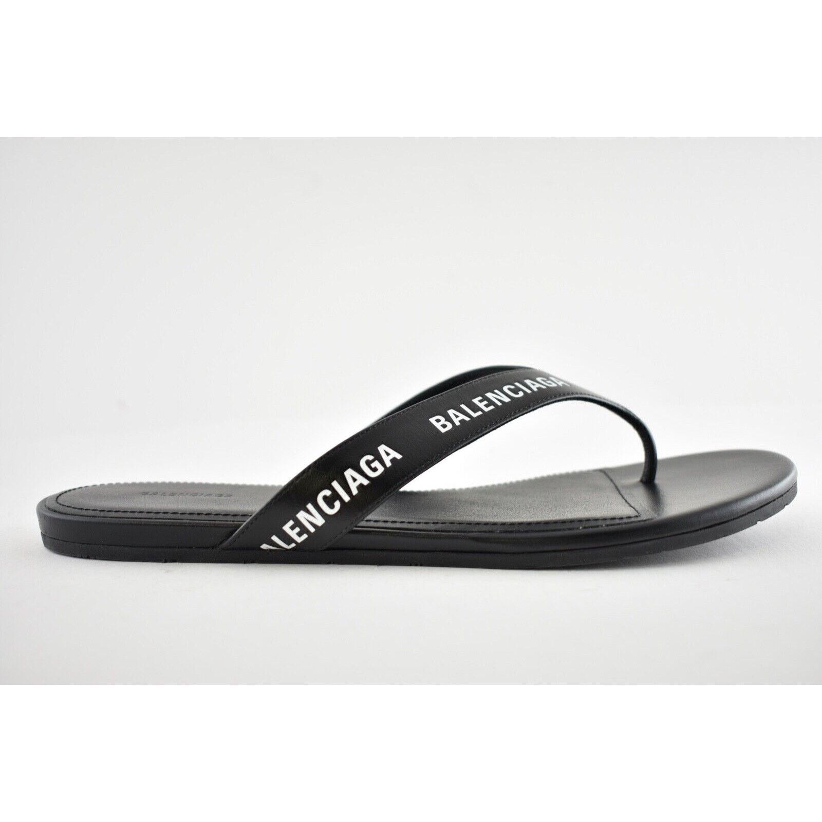 Balenciaga Balenciaga Black White Leather Logo Thong Slide Slip On Size US 6 / IT 36 - 4 Thumbnail