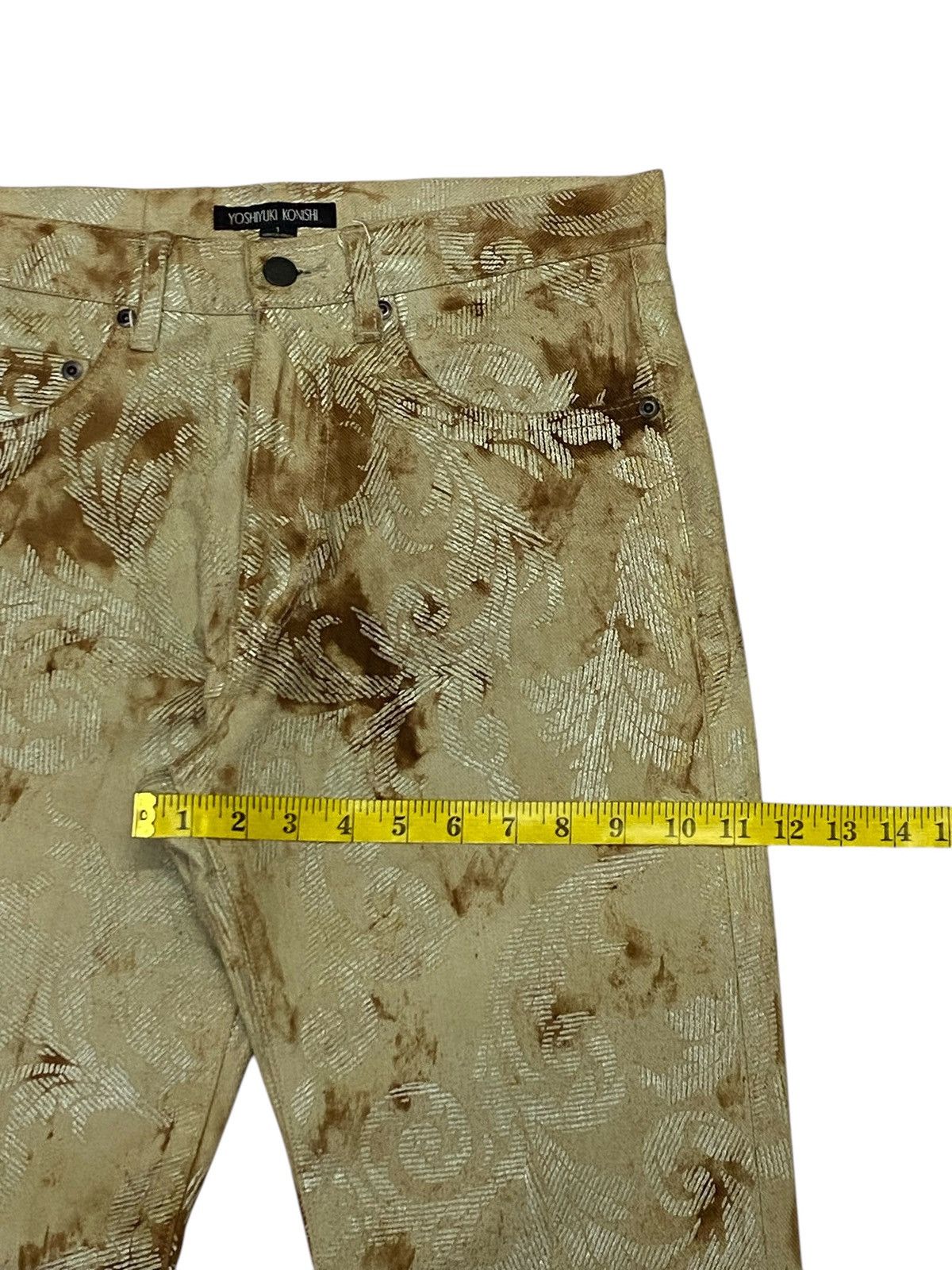 If Six Was Nine Yoshiyuki konishi Gold Paisley Pattern Denim Pants Size US 30 / EU 46 - 16 Thumbnail