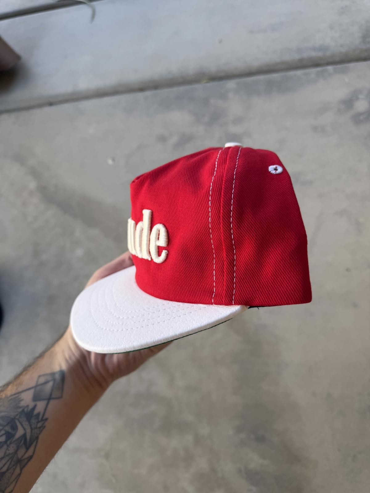 Rhude Rhude Logo Embroidered Two-Tone Cap – Red/White – Brand New Size ONE SIZE - 3 Thumbnail