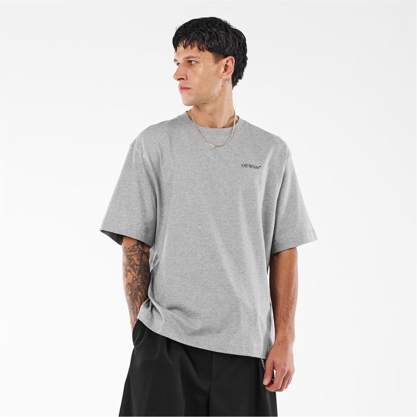 Off-White o1g2r1mq0226 Windy Arrow Skate Oversized T-Shirt In Gray Size US XXL / EU 58 / 5 - 3 Thumbnail