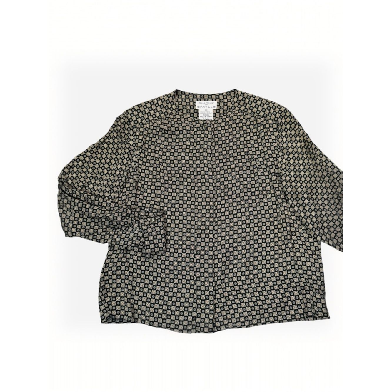 Other Vintage Rena Rowan For Saville Geometric Print Long Sleeve Size L / US 10 / IT 46 - 2 Thumbnail